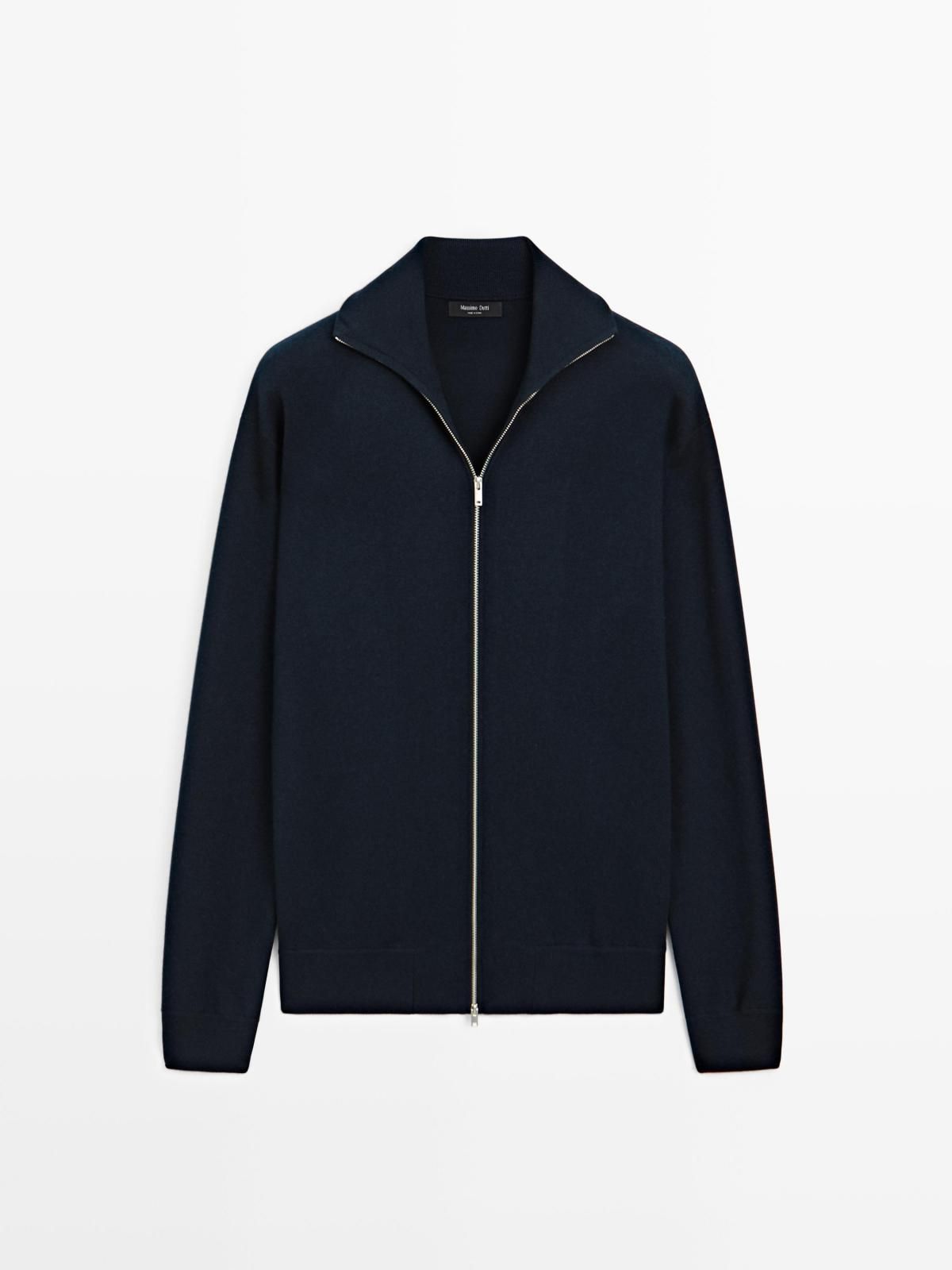 마시모두띠 네이비 미니멀 울코튼 집업 가디건 0949/382 NAVY BLUE - 상품 이미지