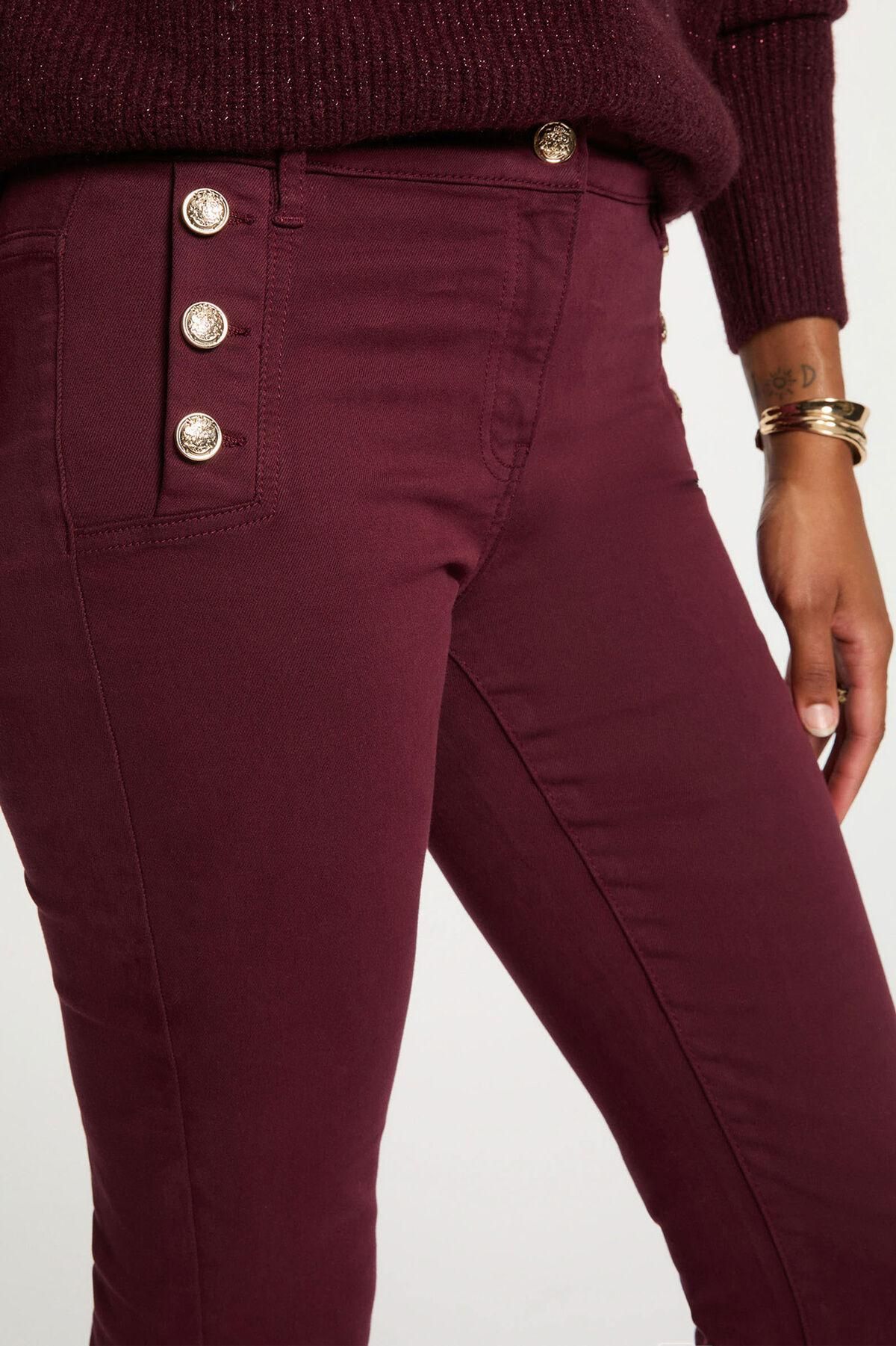 모르간 모던 부츠컷 팬츠 골드버튼 와인 컬러 3722200 GRANATE - 상세 이미지 3