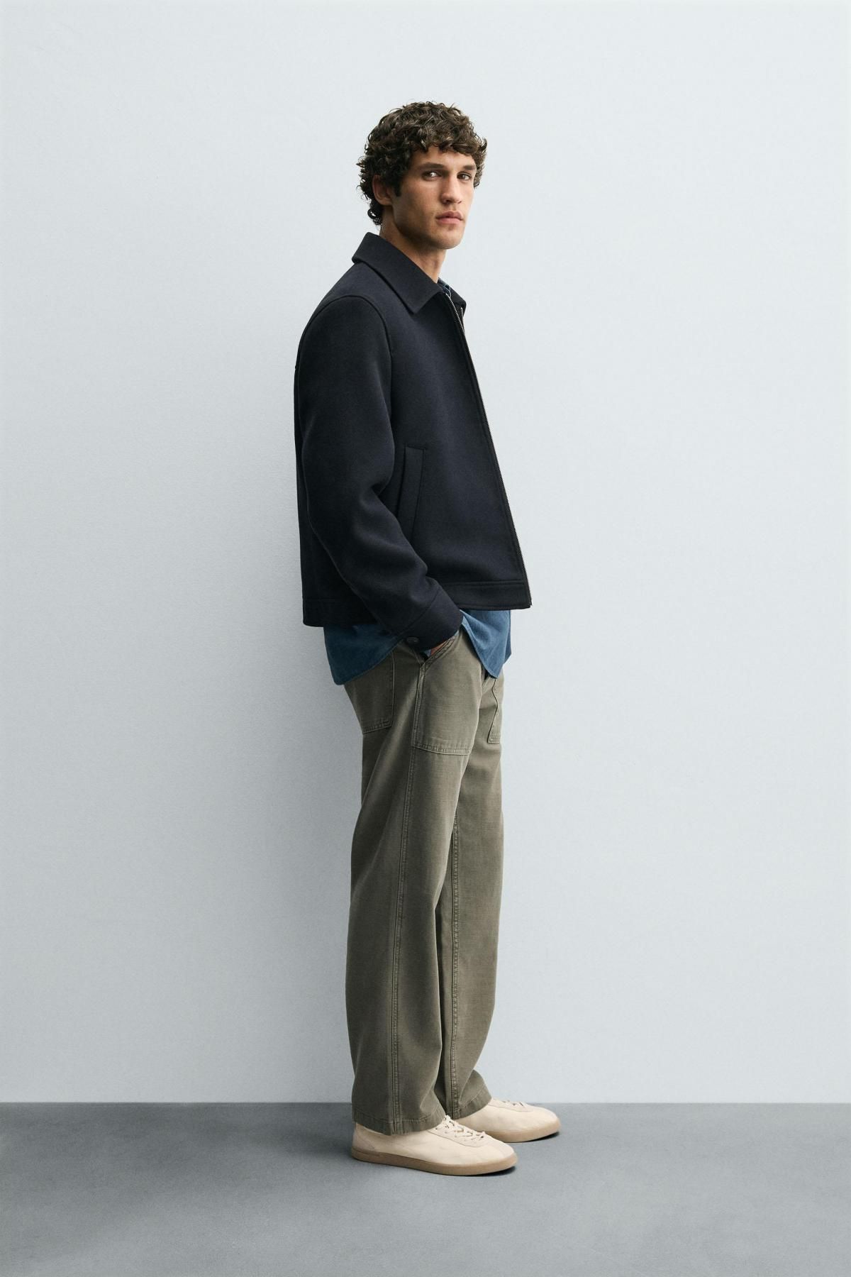 자라 미니멀 울 이펙트 집업 재킷 3286/200 NAVY BLUE - 상세 이미지 5