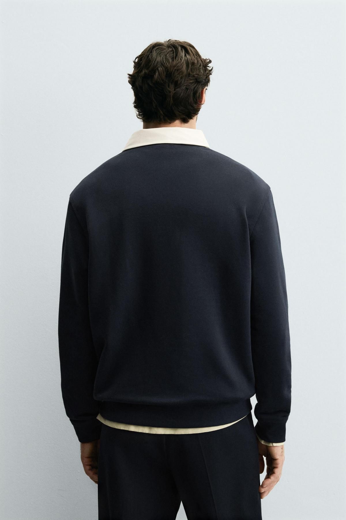 자라 배색카라 테크니컬 긴팔 폴로 스웨트셔츠 0526/310 NAVY BLUE - 상세 이미지 4