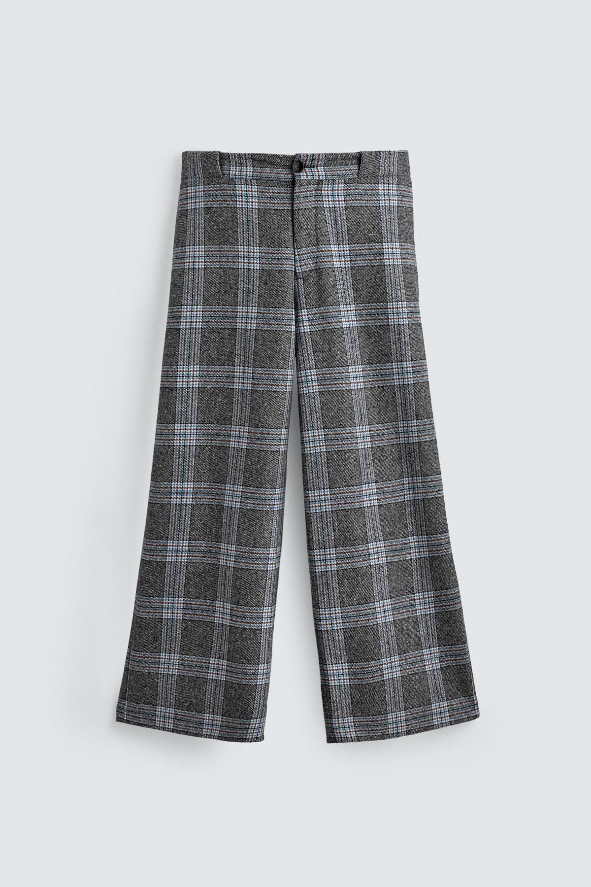 자라 체크 와이드핏 울블렌드 팬츠 X 해리 램버트 디즈니 5009/062 GREY / BLUE 이미지 6