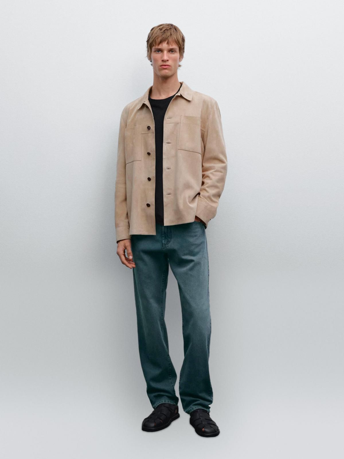 마시모두띠 스웨이드 가죽 버튼 오버셔츠 3365/597 LIGHT BEIGE - 상세 이미지 2
