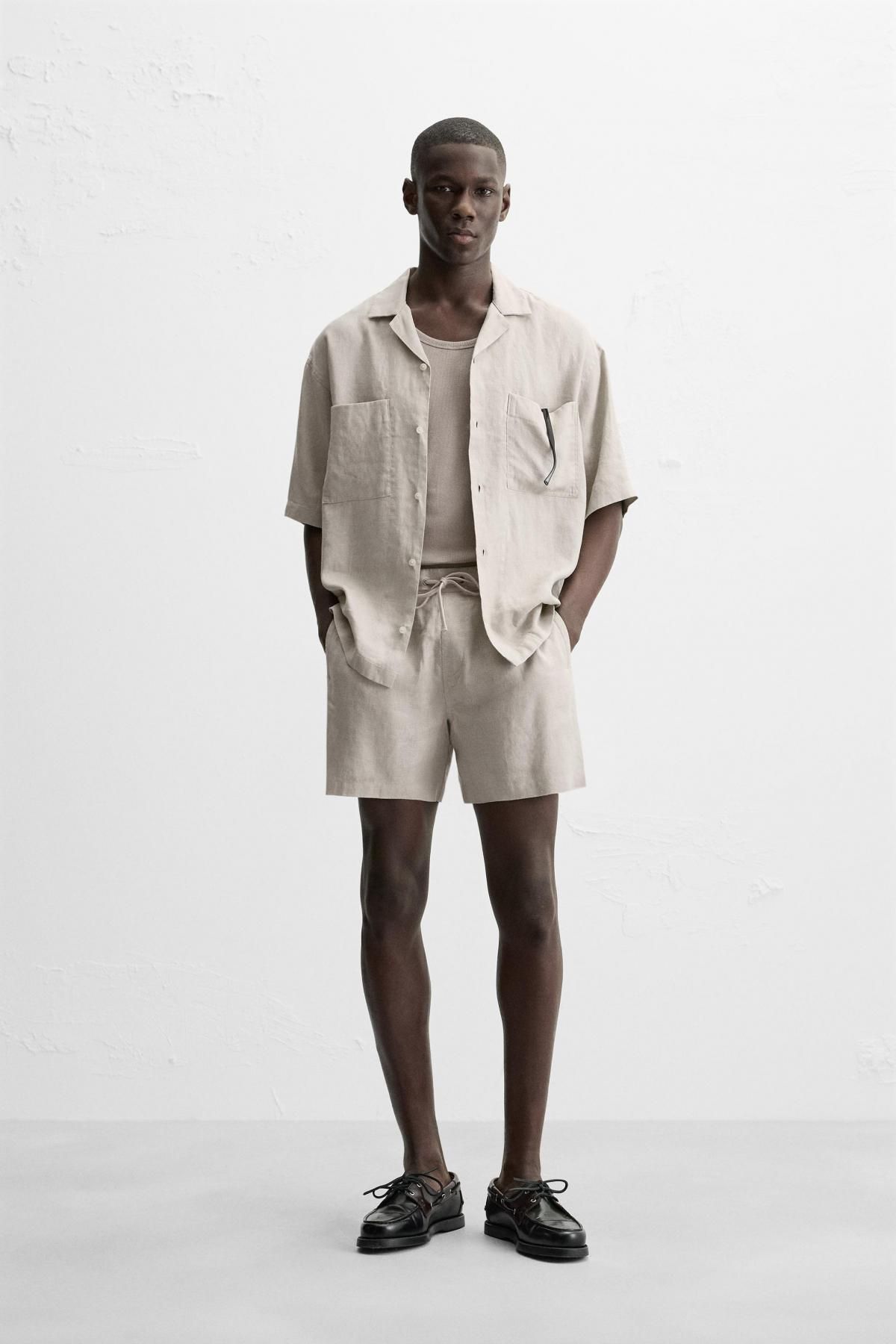 자라 100 리넨 셔츠 1618/306 BEIGE - 상세 이미지 2