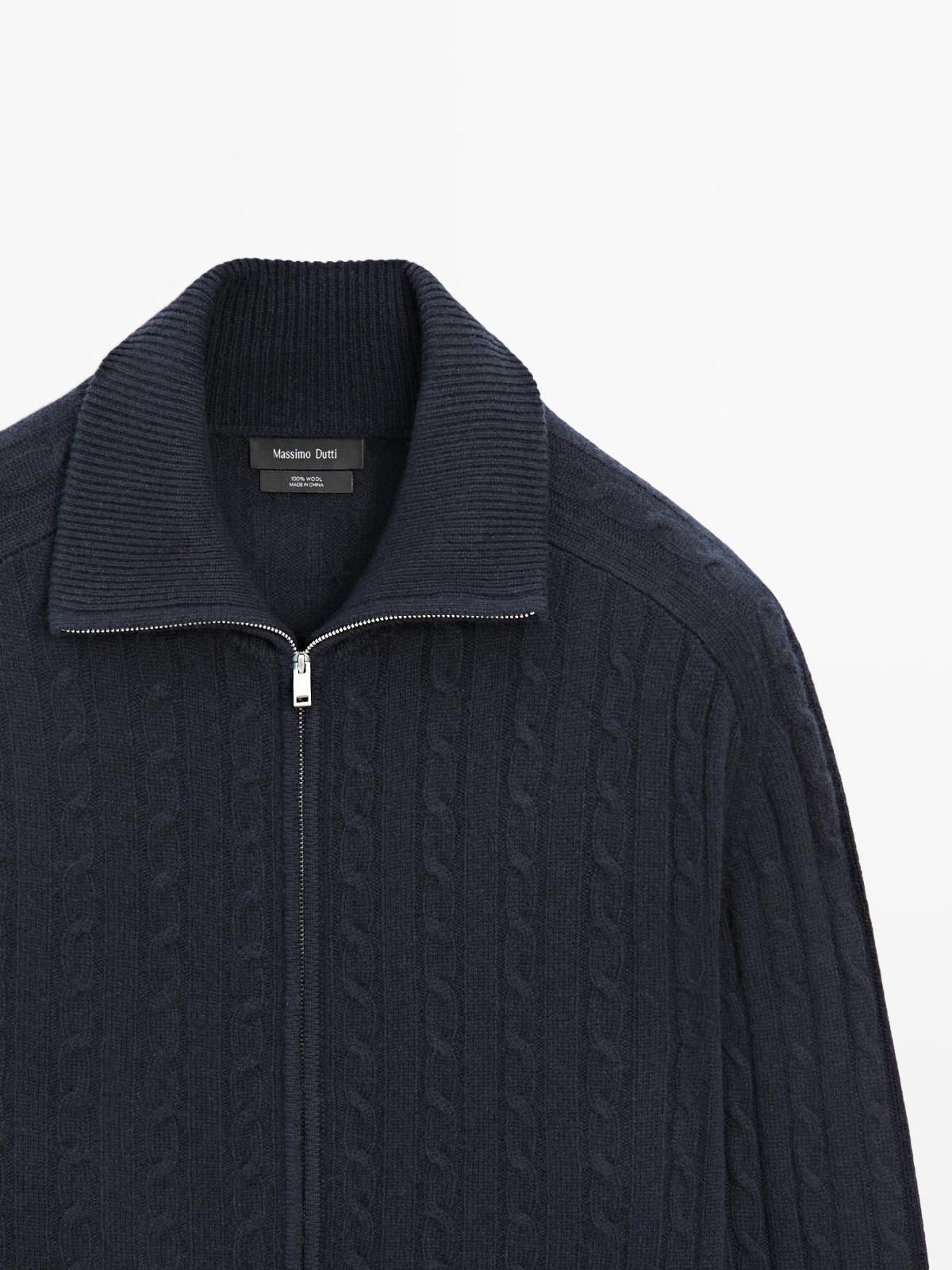 마시모두띠 프리미엄 울 케이블 니트 집업 가디건 1087/222 NAVY BLUE 이미지 6
