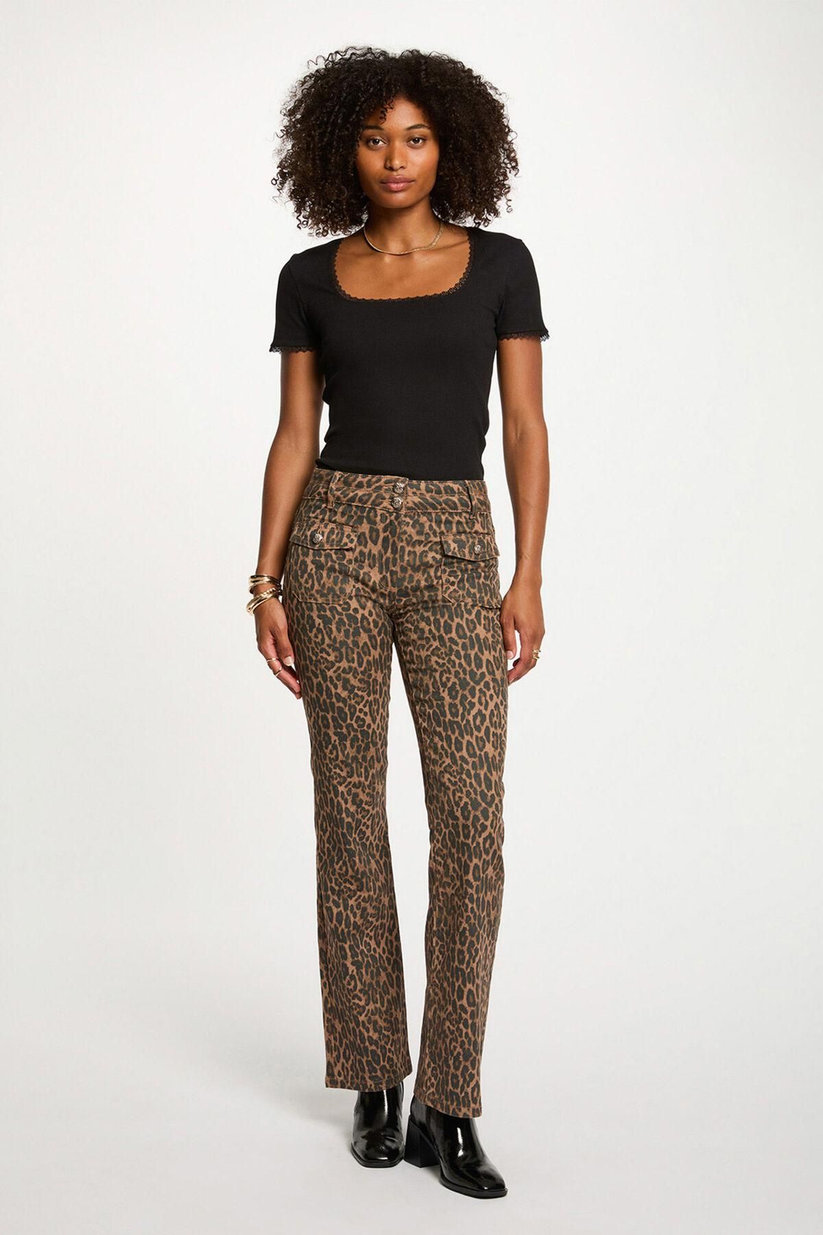 모르간 레오파드 하이웨이스트 부츠컷 팬츠 3722201 MULTICOLOR - 상세 이미지 2