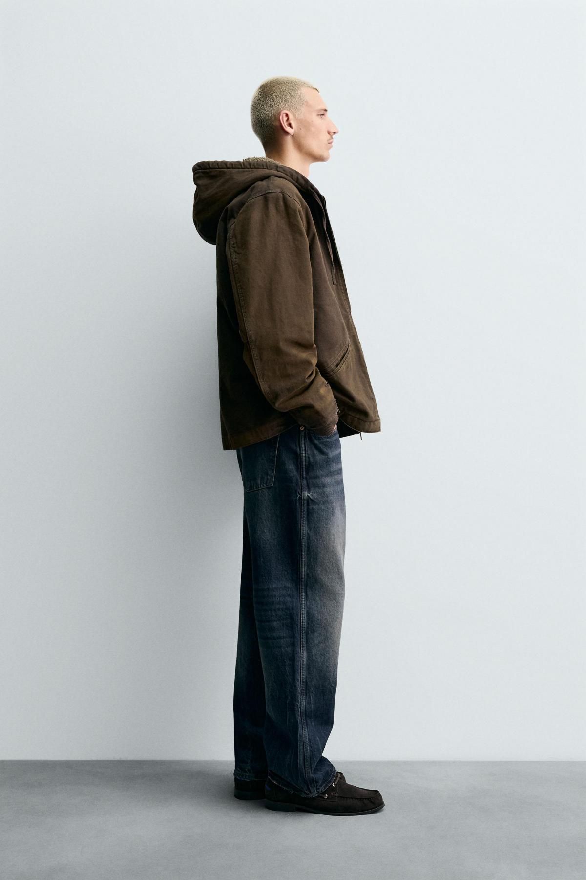 자라 빈티지 데님 후드 집업 자켓 6987/388 BROWN - 상세 이미지 5