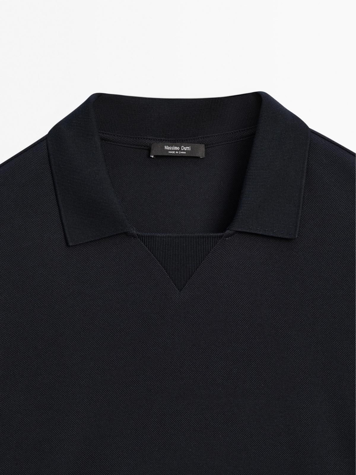마시모두띠 미니멀 블랙 마이크로 텍스처 반팔 폴로셔츠 0605/156 NAVY BLUE - 상세 이미지 5