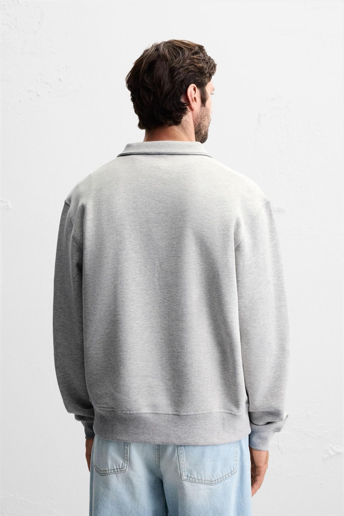자라 미니멀 베이직 지퍼넥 스웨트셔츠 0761/311 GREY MARL - 상세 이미지 4
