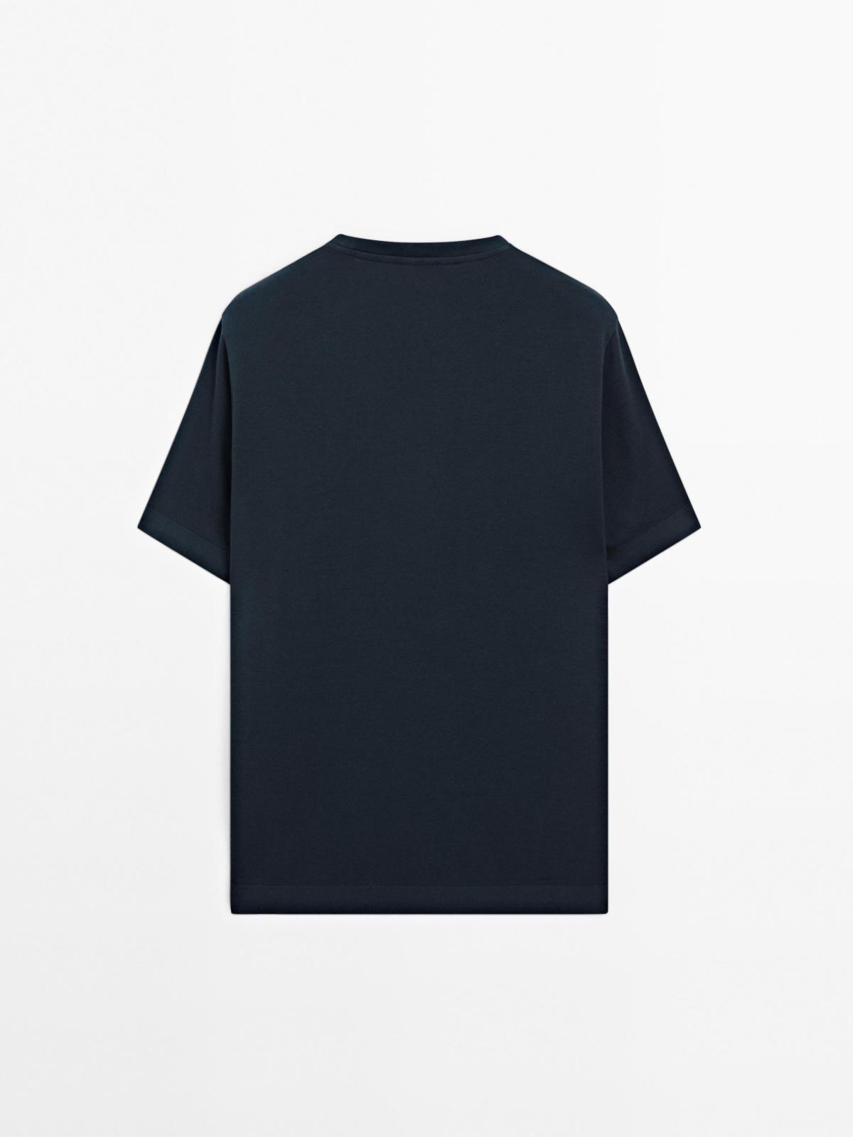 마시모두띠 100 코튼 골지 트림 반팔 티셔츠 0510/150 NAVY BLUE - 상세 이미지 5