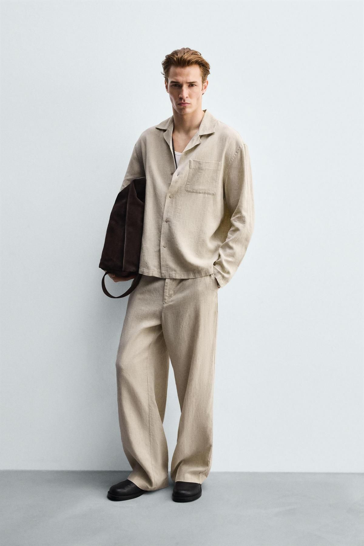 자라 릴렉스핏 테크니컬 리오셀 리넨 긴팔 셔츠 1195/341 LIGHT BEIGE - 상세 이미지 2