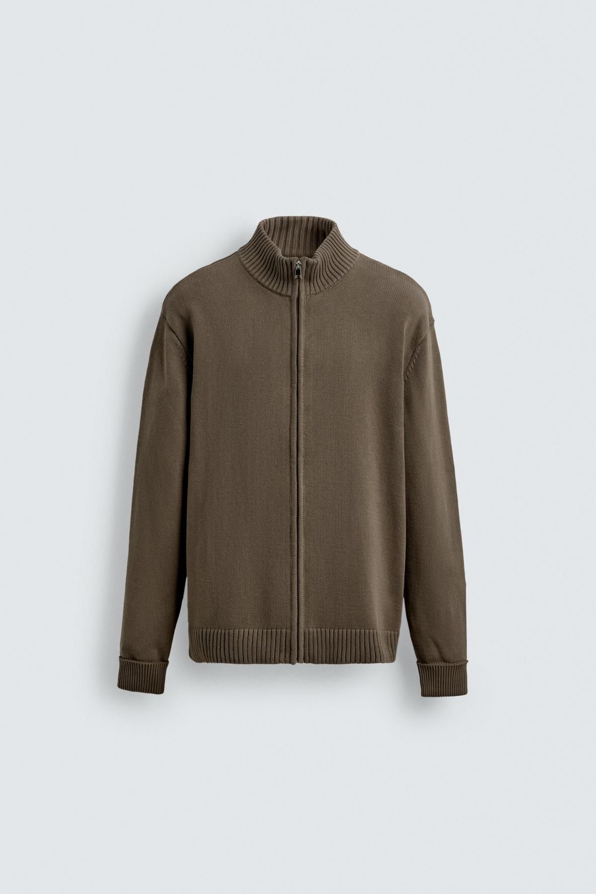 자라 미니멀 집업 니트 가디건 3920/181 MOSS GREEN - 메인 이미지