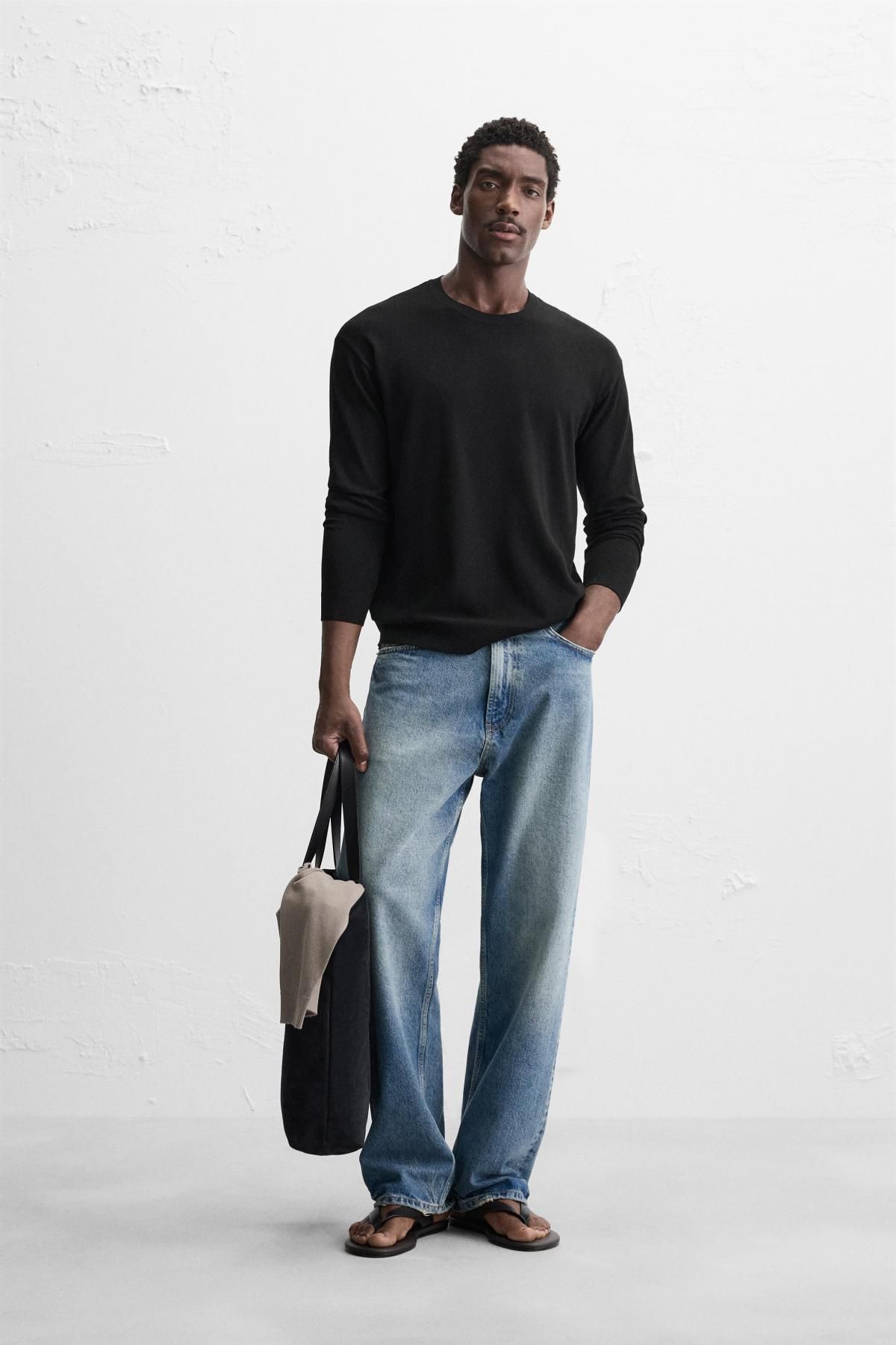 자라 텍스처 비스코스 블렌드 라운드 스웨터 2621/301 BLACK - 상세 이미지 2