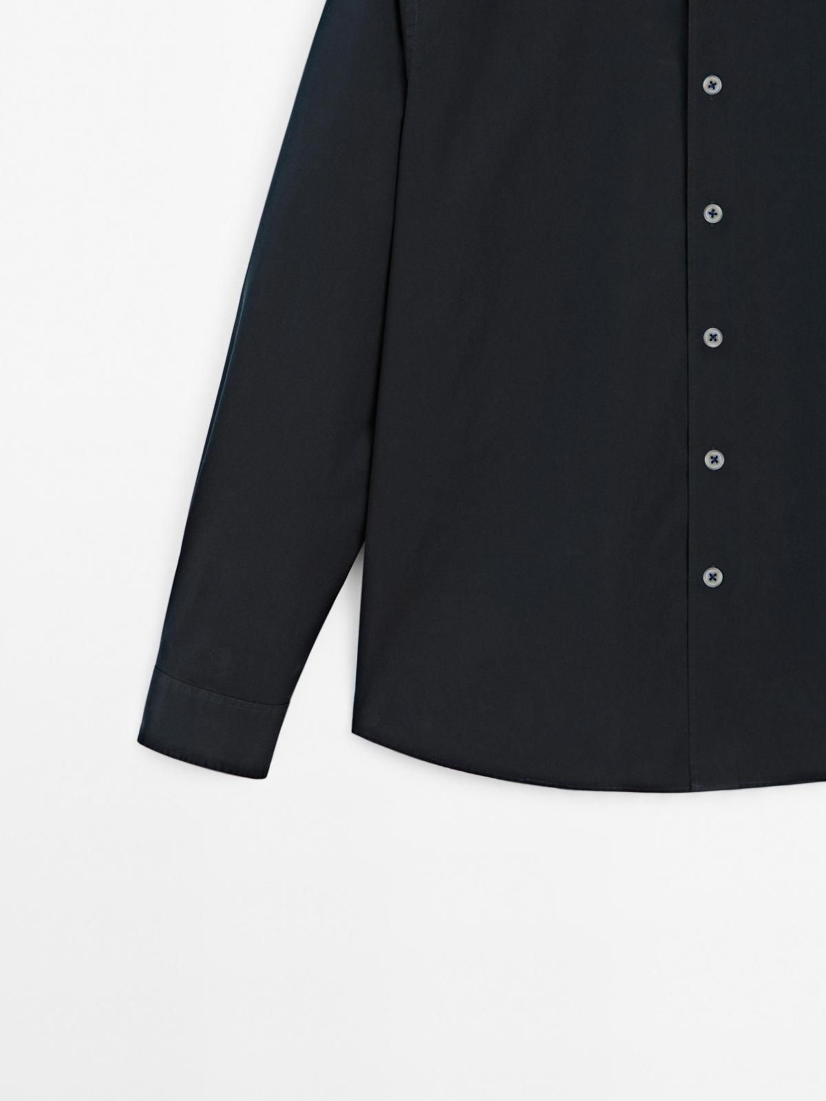 마시모두띠 미니멀 레귤러핏 코튼 실크 긴팔 셔츠 1787/411 NAVY BLUE - 상세 이미지 4