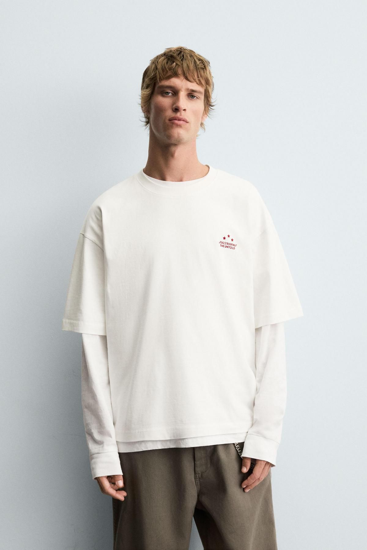 자라 포토 그래픽 프린트 레터링 반팔 티셔츠 3665/314 OYSTER-WHITE - 상세 이미지 4