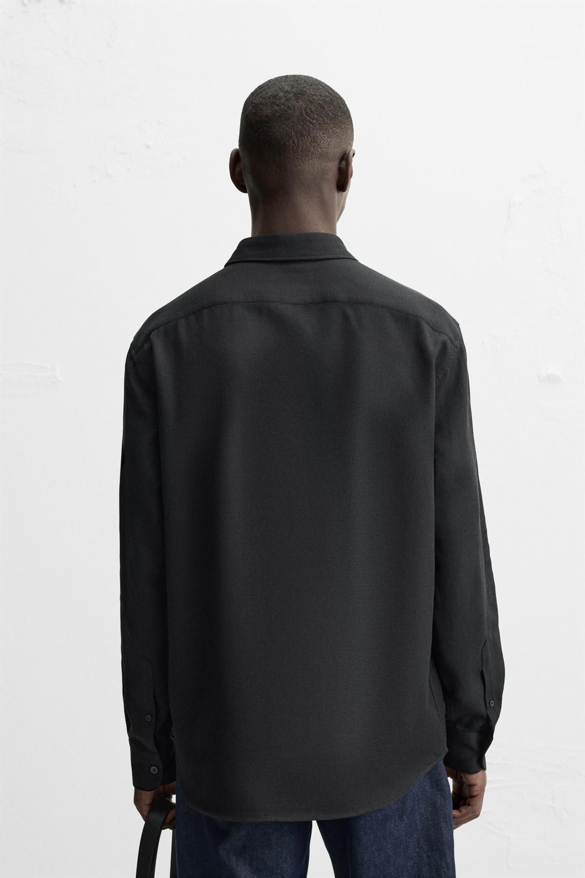 자라 이지 케어 텍스처 셔츠 긴팔 7545/710 BLACK - 상세 이미지 4