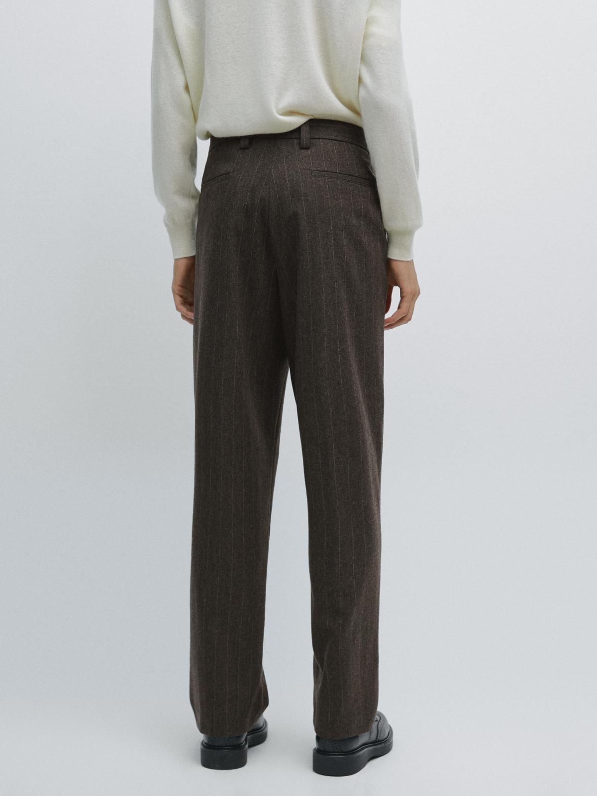 마시모두띠 스트라이프 울블렌드 테일러드 정장 팬츠 2880/366 BROWN MARL - 상세 이미지 4