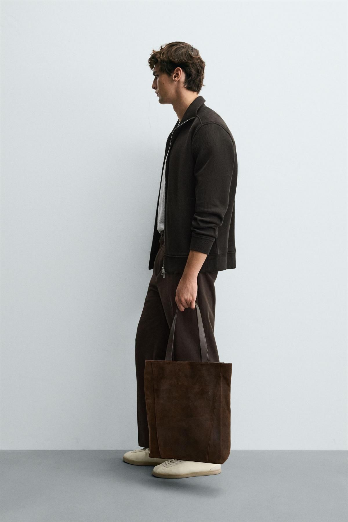 자라 베이직 테크니컬 골지 집업 재킷 0526/324 DARK BROWN - 상세 이미지 5
