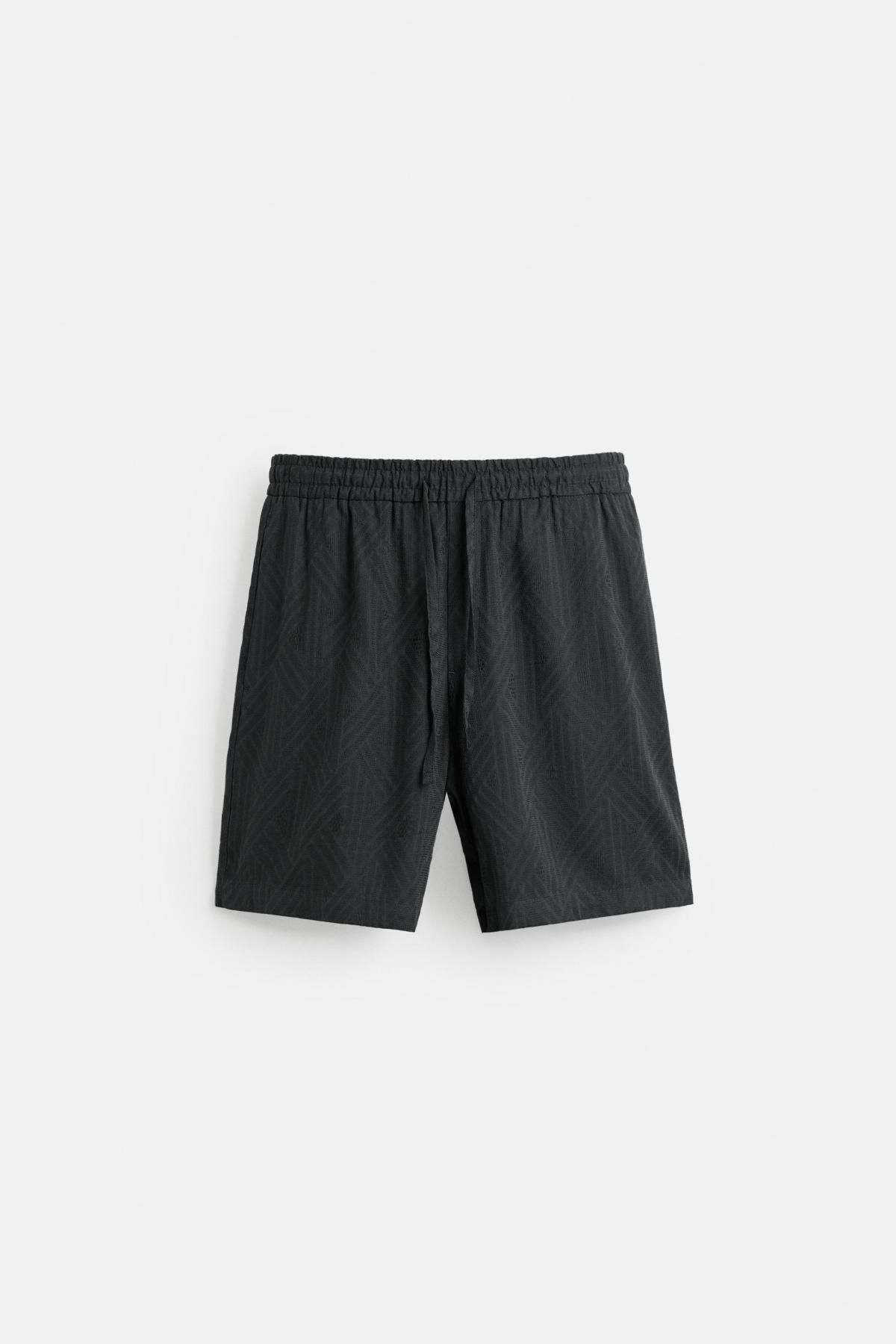자라 지오메트릭 자카드 릴렉스핏 버뮤다 반바지 1450/302 ANTHRACITE GREY - 메인 이미지
