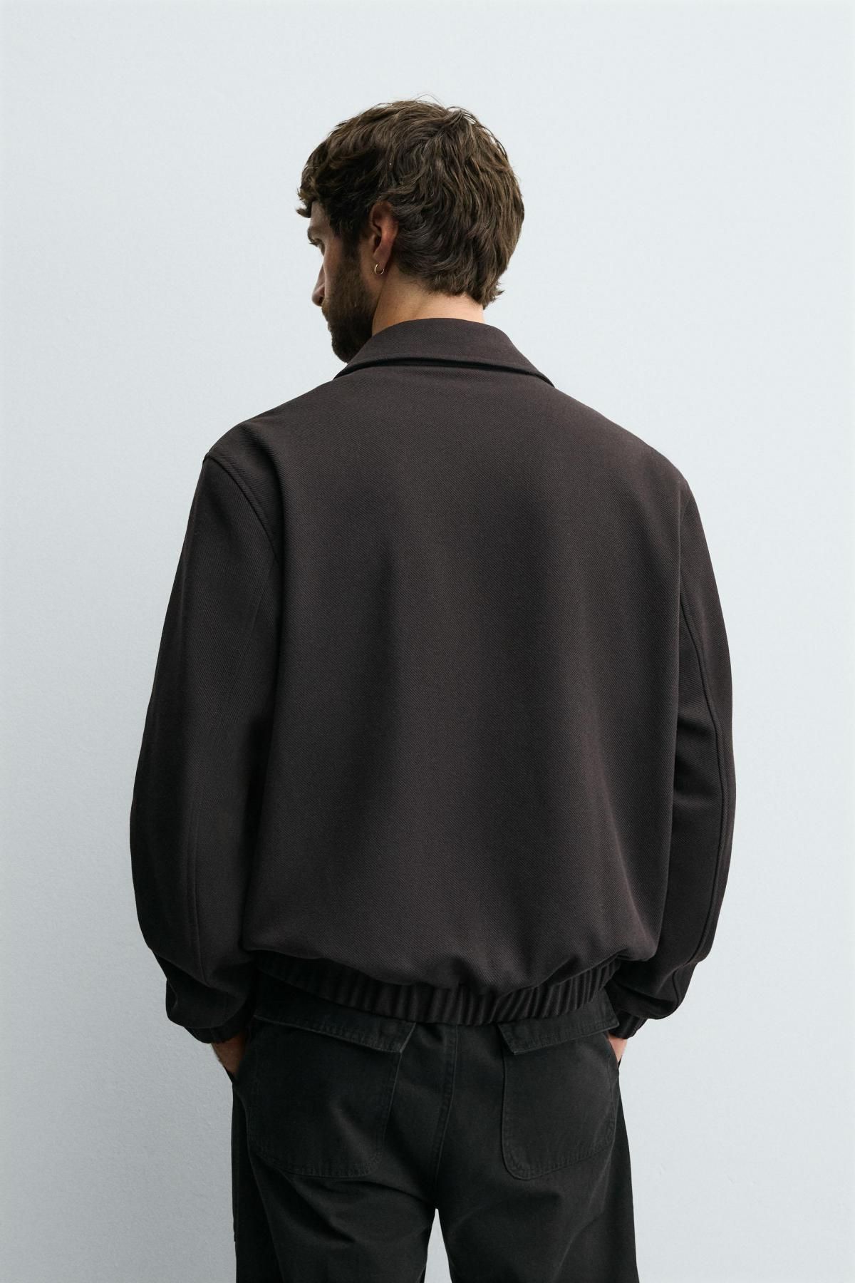 자라 테크니컬 소프트 텍스처 블루종 재킷 3918/720 BLACK - 상세 이미지 4