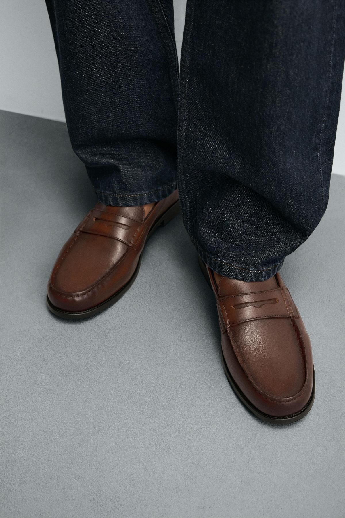 자라 클래식 레더 테크니컬 페니 로퍼 2637/620 BROWN - 상세 이미지 4