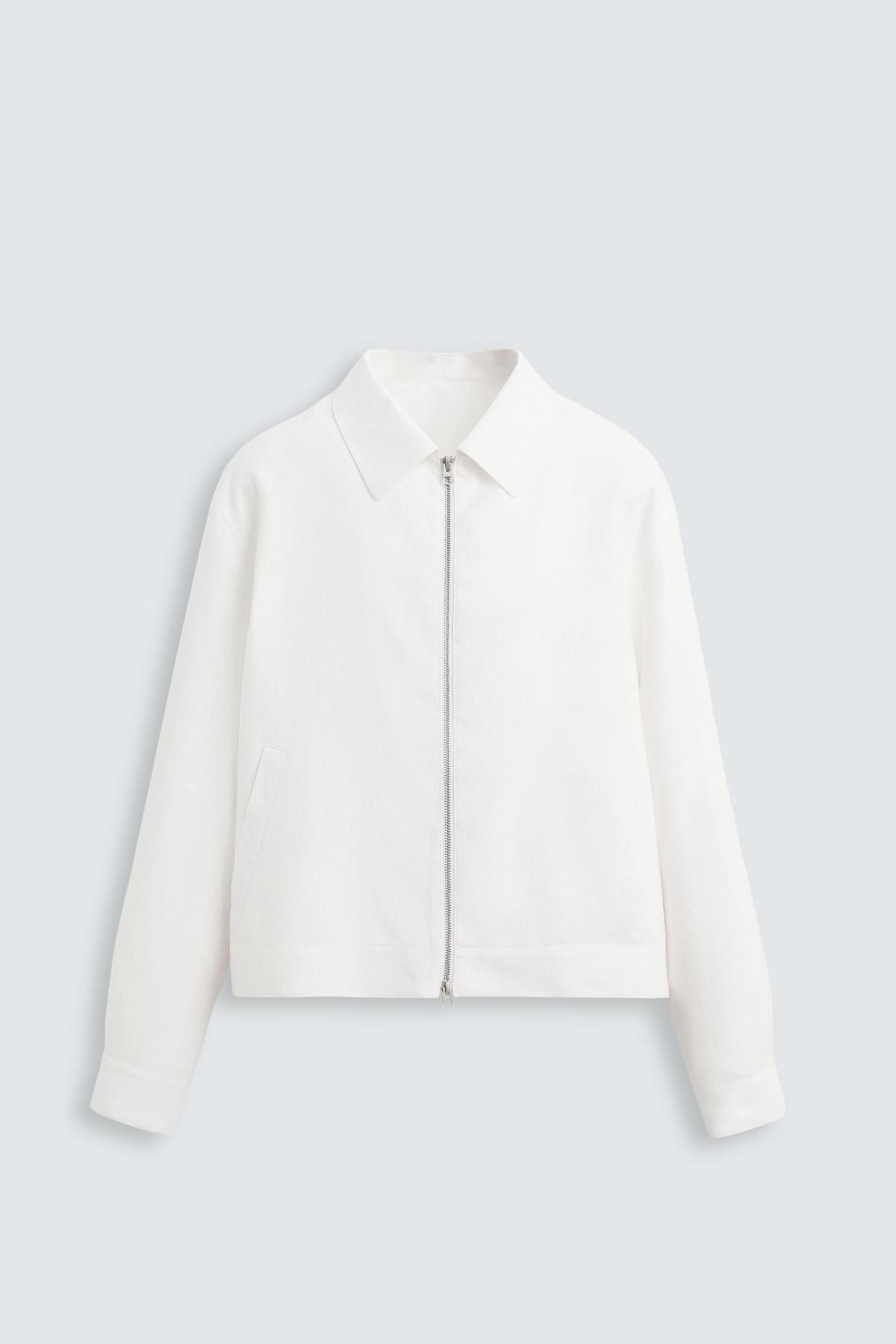 자라 린넨 테크니컬 화이트 집업 재킷 0706/174 WHITE - 메인 이미지