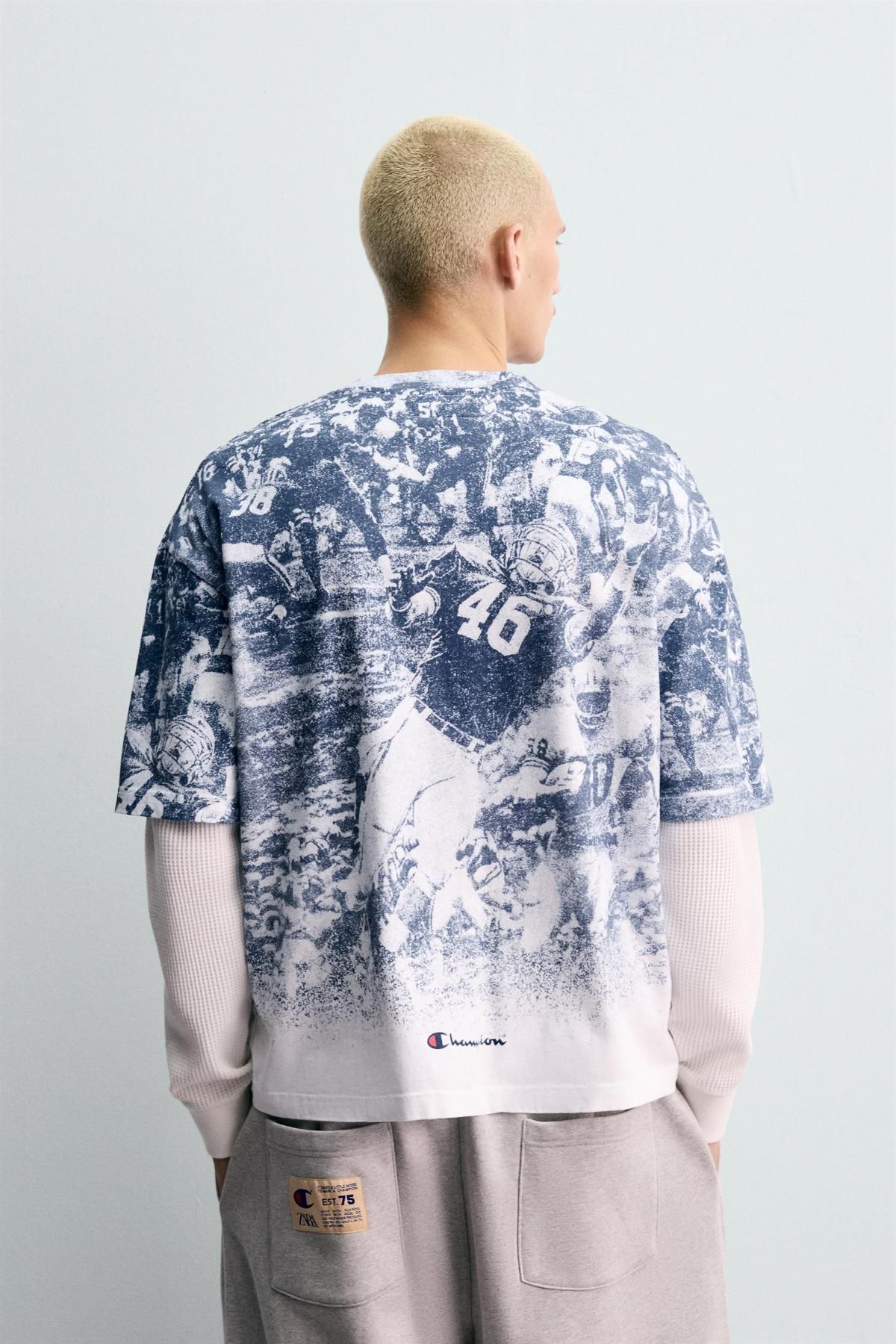 자라 럭비 프린트 반팔 티셔츠 X 챔피온 4374/315 PRINTED - 상세 이미지 4