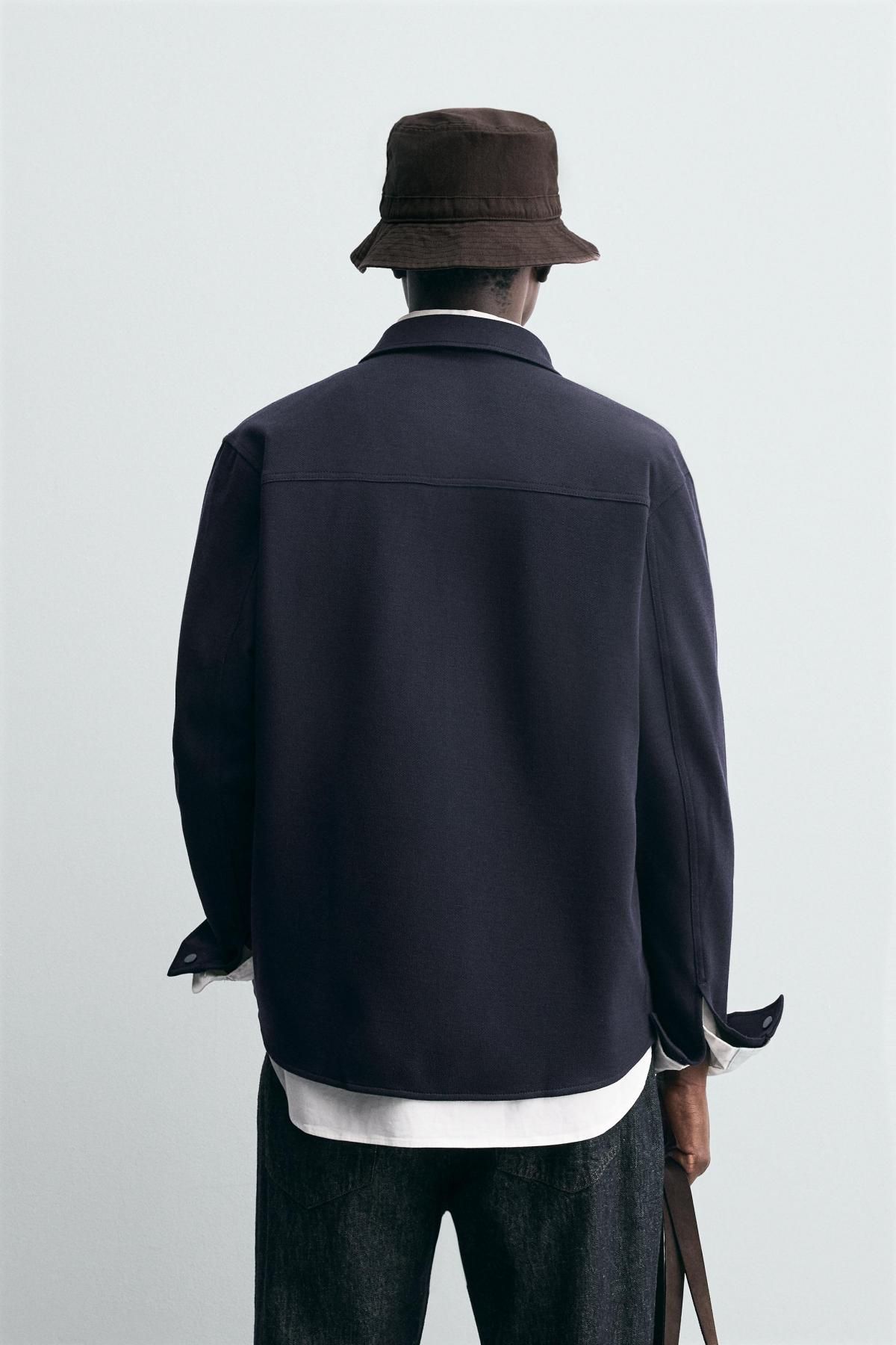 자라 이지케어 텍스처 레귤러핏 긴팔 셔츠 7484/878 NAVY BLUE - 상세 이미지 4