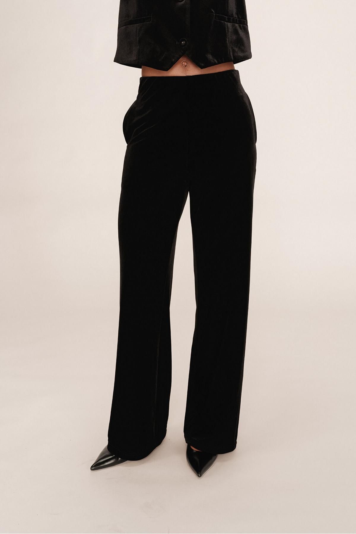 그레이스앤밀라 벨벳 와이드 밴딩 팬츠 3722199 NEGRO - 상품 이미지