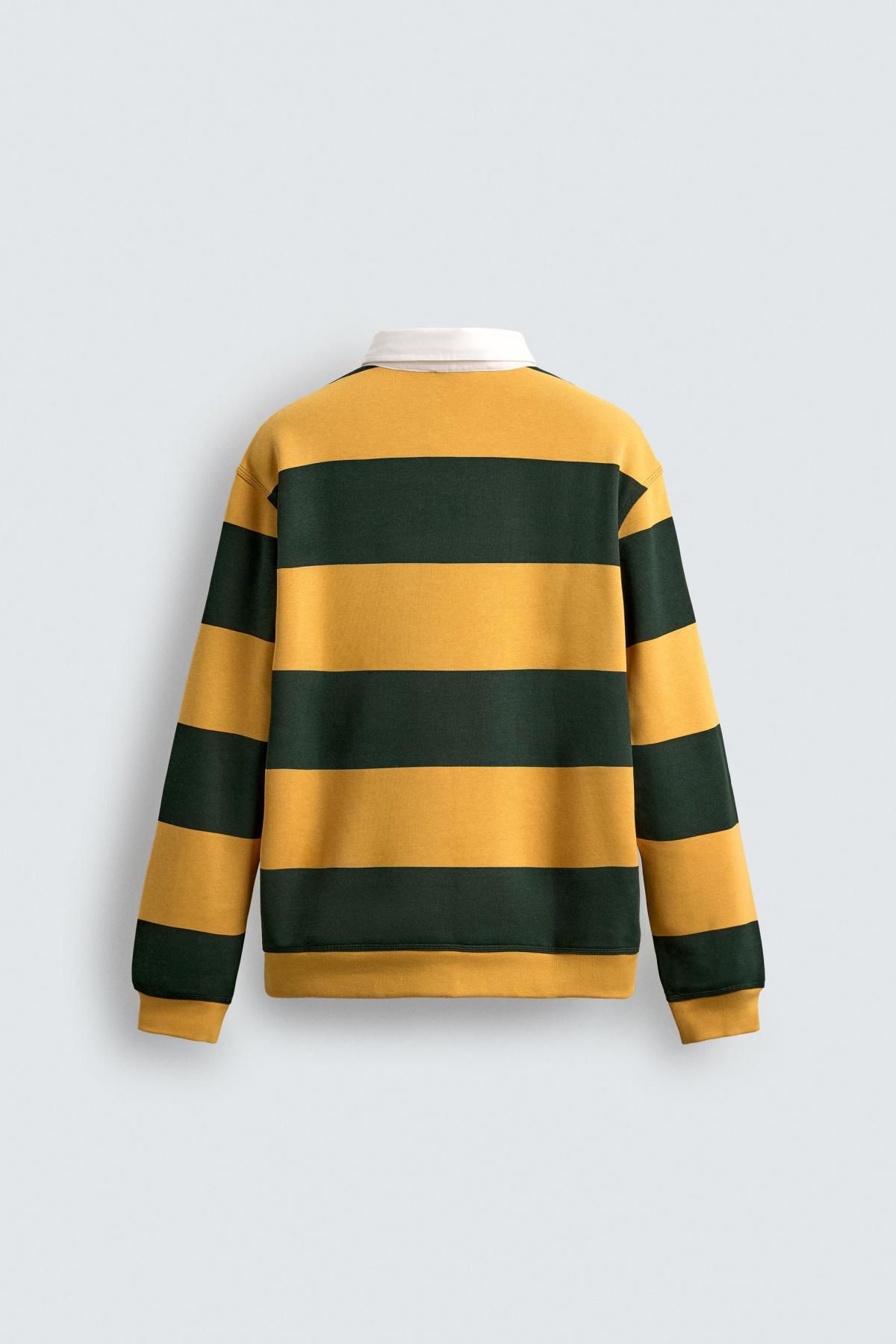 자라 스트라이프 컬러블록 긴팔 폴로 스웨트셔츠 0526/310 GREEN STRIPE 이미지 7