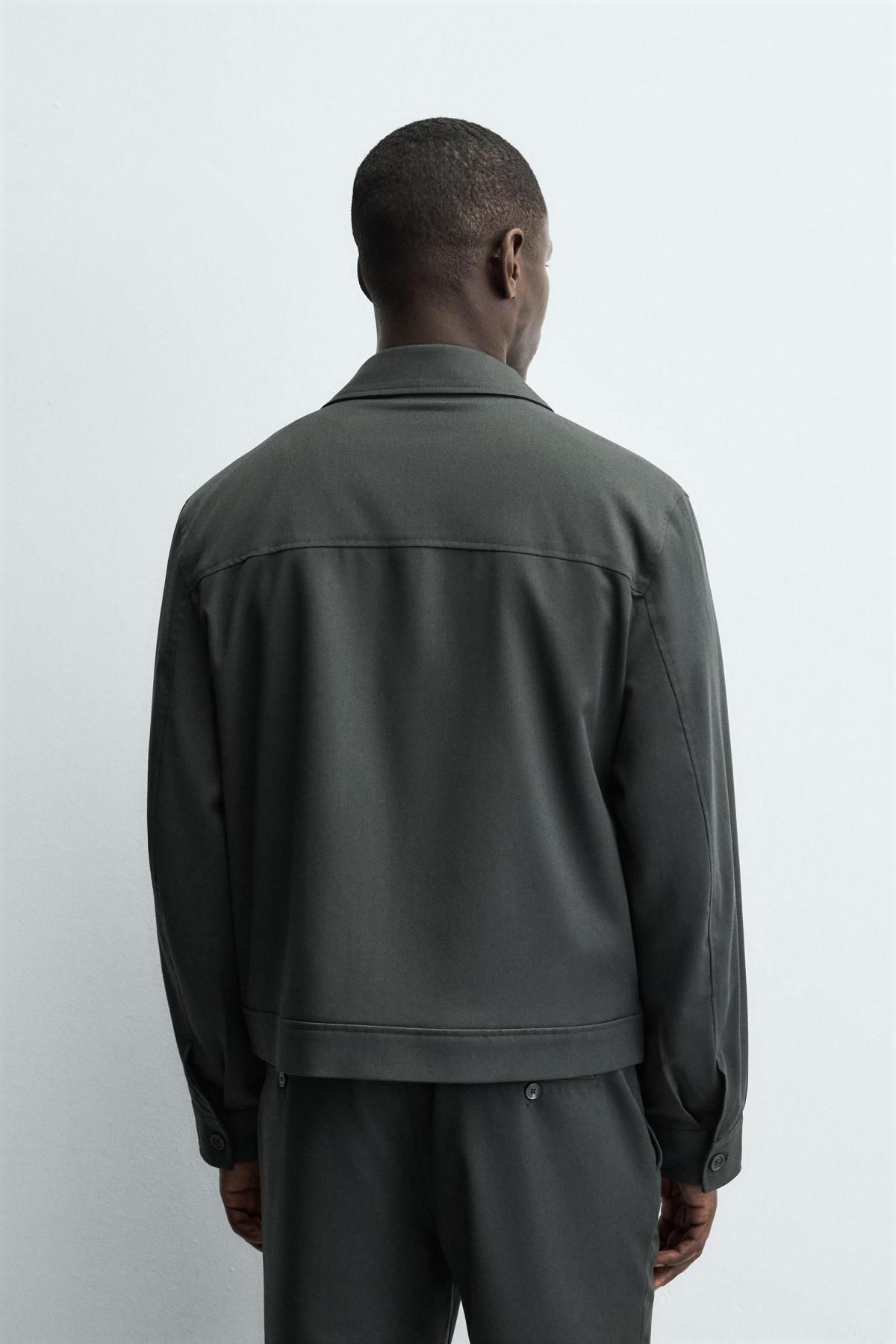 자라 미니멀 테크니컬 오버핏 오버셔츠 1437/444 DARK KHAKI - 상세 이미지 4