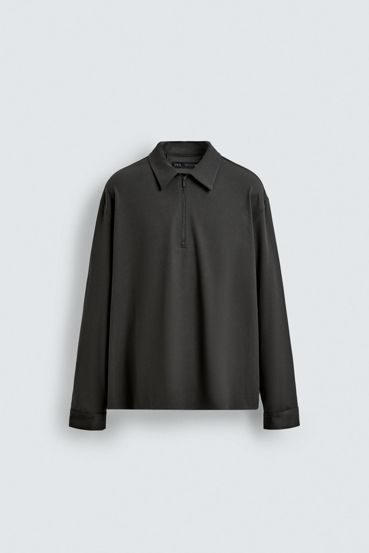 자라 테크니컬 비스코스 긴팔 폴로셔츠 7484/697 DARK GREEN - 메인 이미지