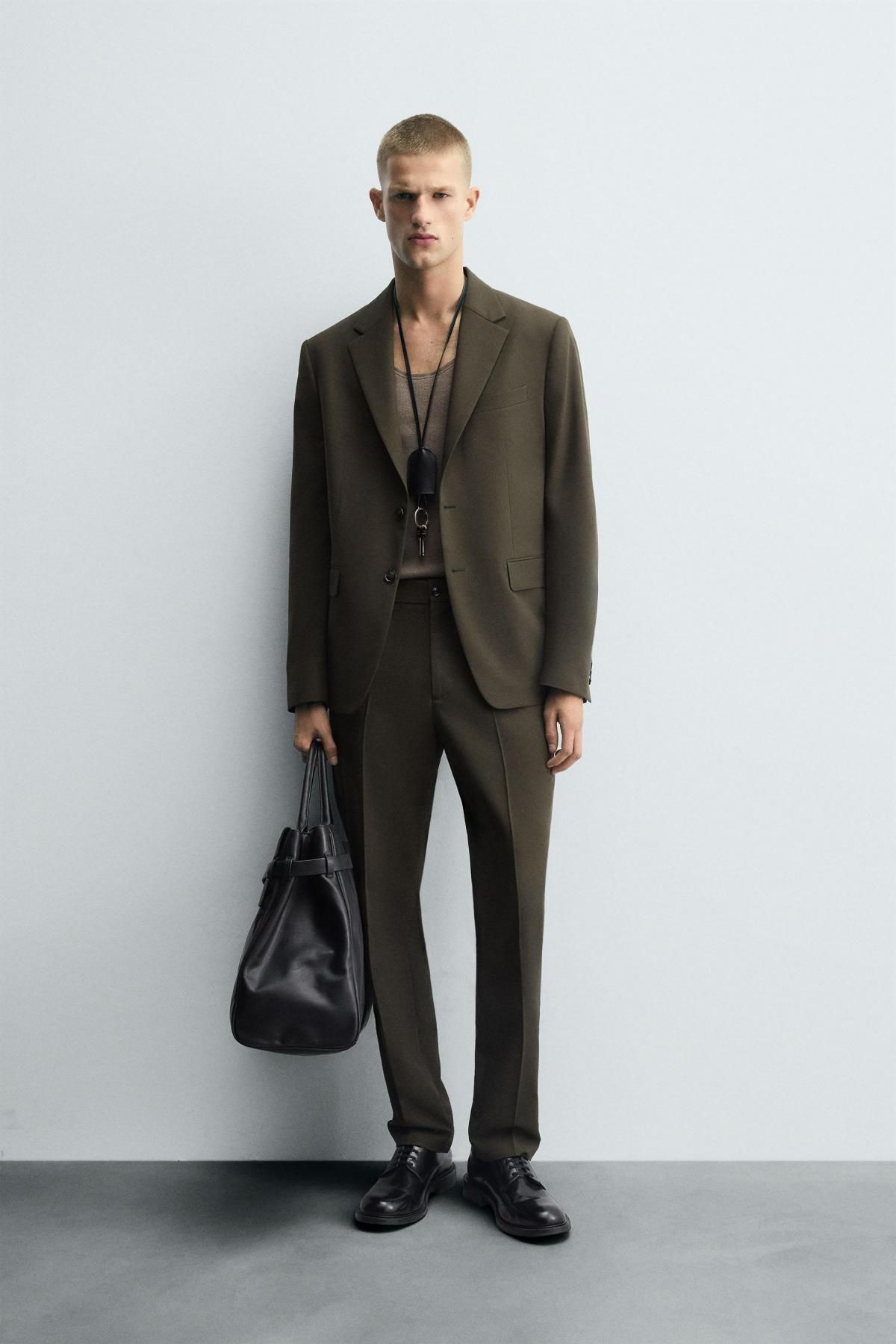 자라 슬림핏 비스코스 블렌드 정장 팬츠 4426/254 KHAKI - 상세 이미지 2