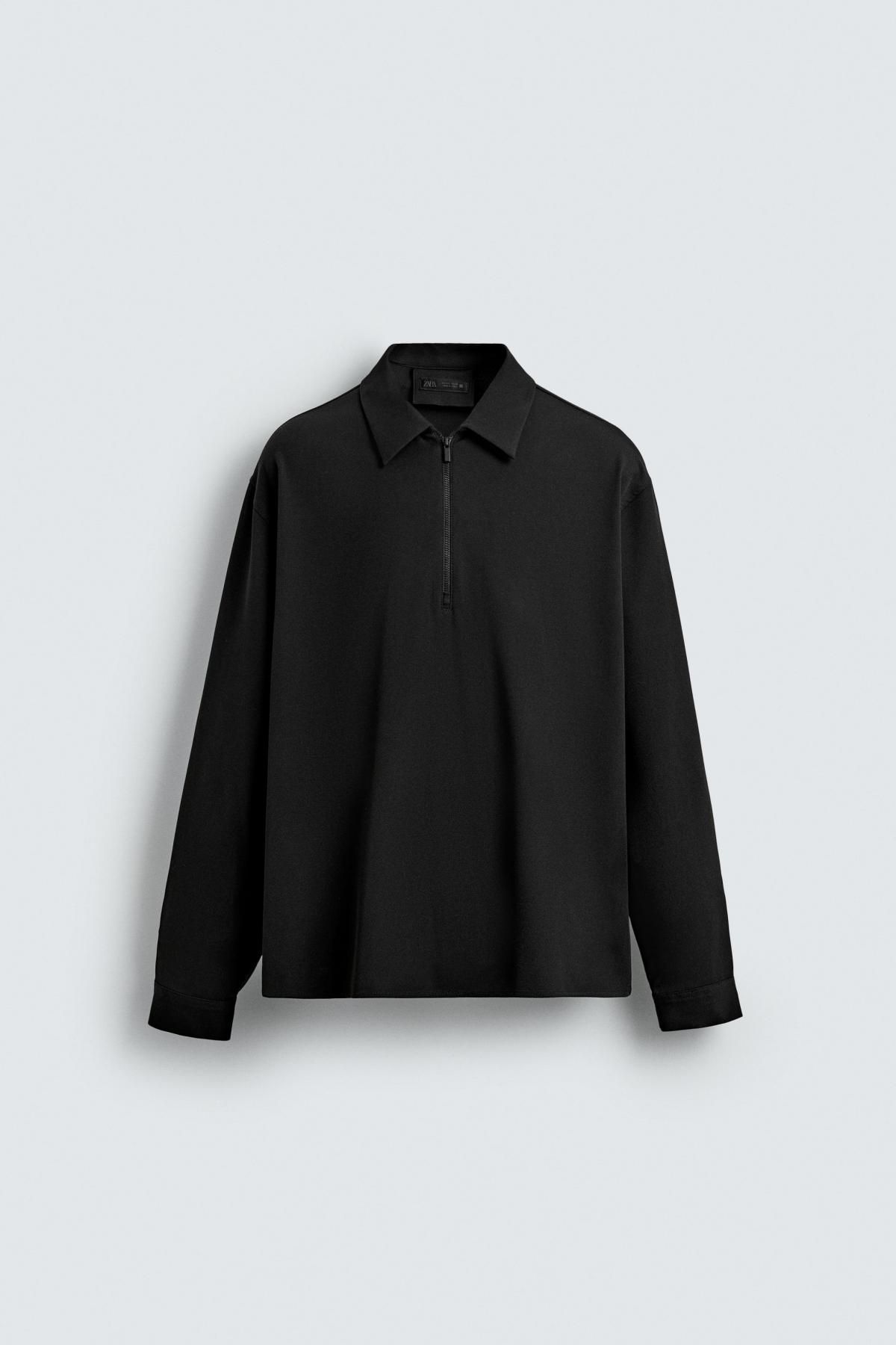 자라 테크니컬 블랙 집업 긴팔 폴로셔츠 7484/697 BLACK - 메인 이미지