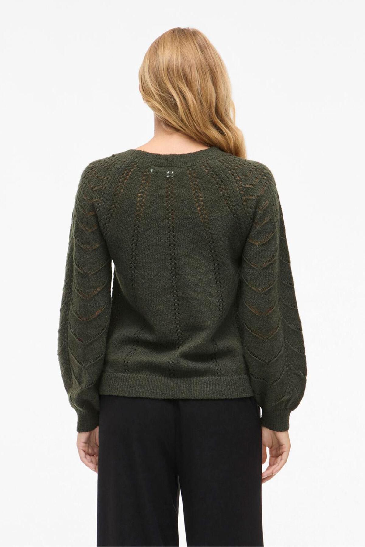 빌라 라운드넥 펀칭 니트 스웨터 3762266 VERDE OSCURO - 상세 이미지 4