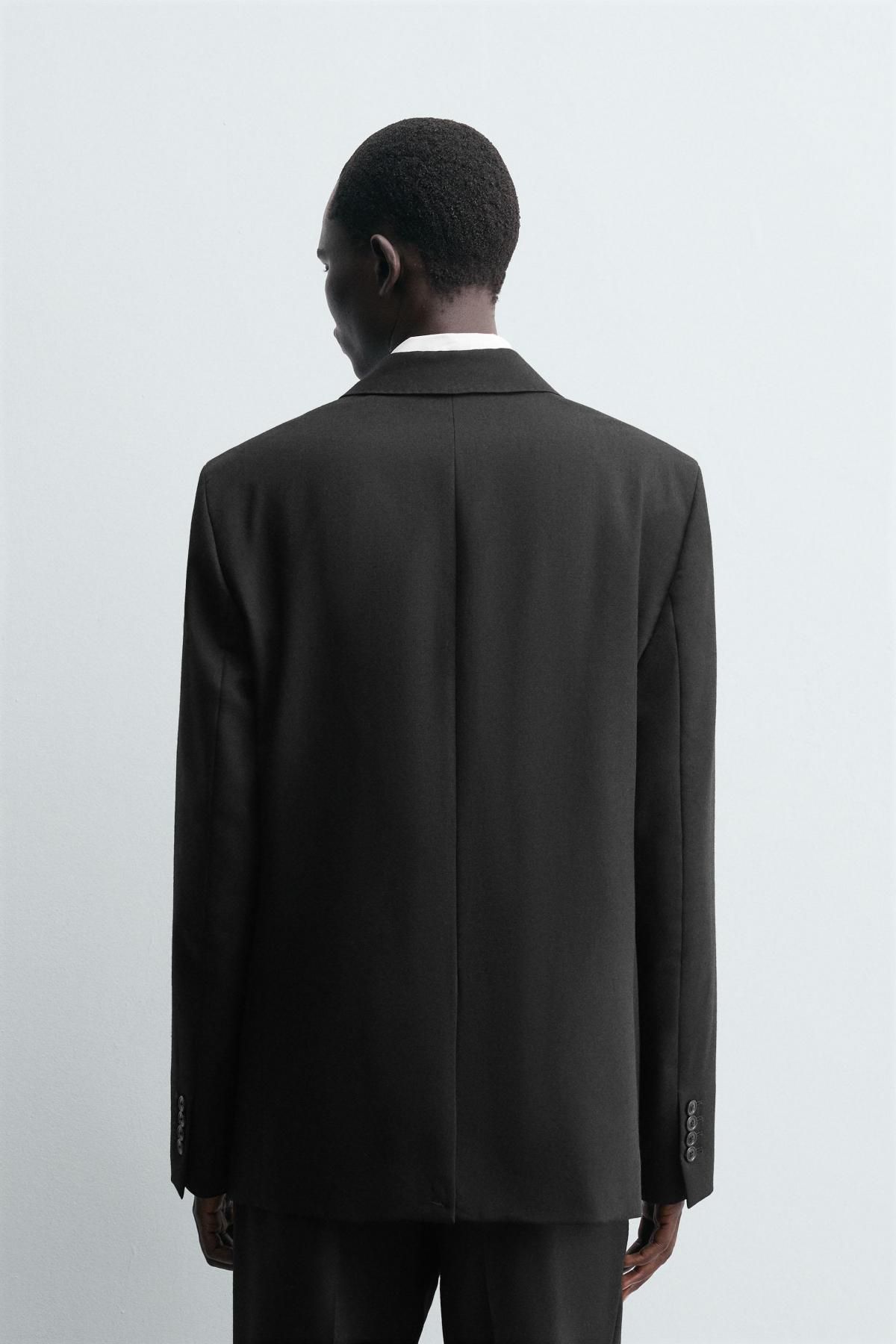 자라 프리미엄 울 더블브레스트 수트 블레이저 5704/506 BLACK - 상세 이미지 4