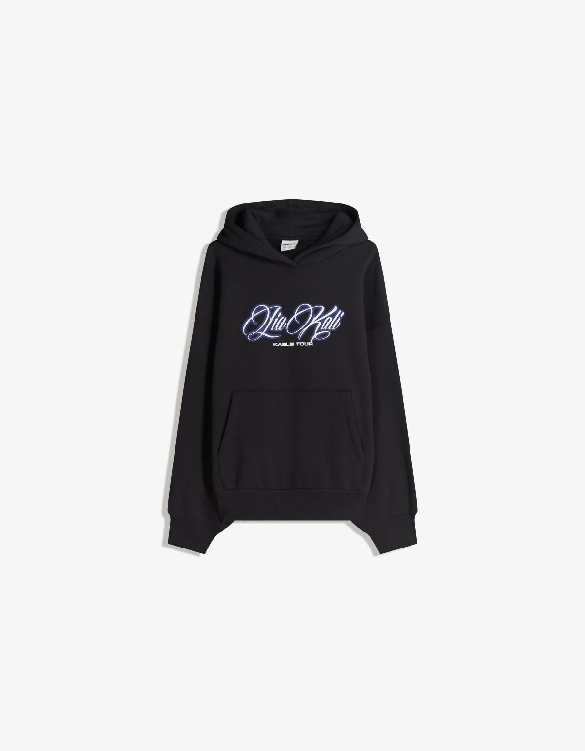 버쉬카 리아칼리 레터링 오버핏 블랙 후드티 7096/187 BLACK - 상품 이미지
