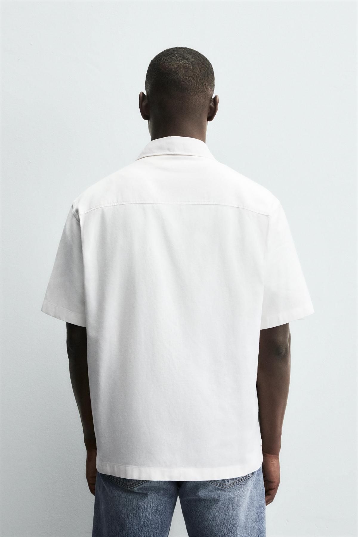 자라 미니멀 코튼 린넨 반팔 셔츠 5959/061 WHITE - 상세 이미지 4