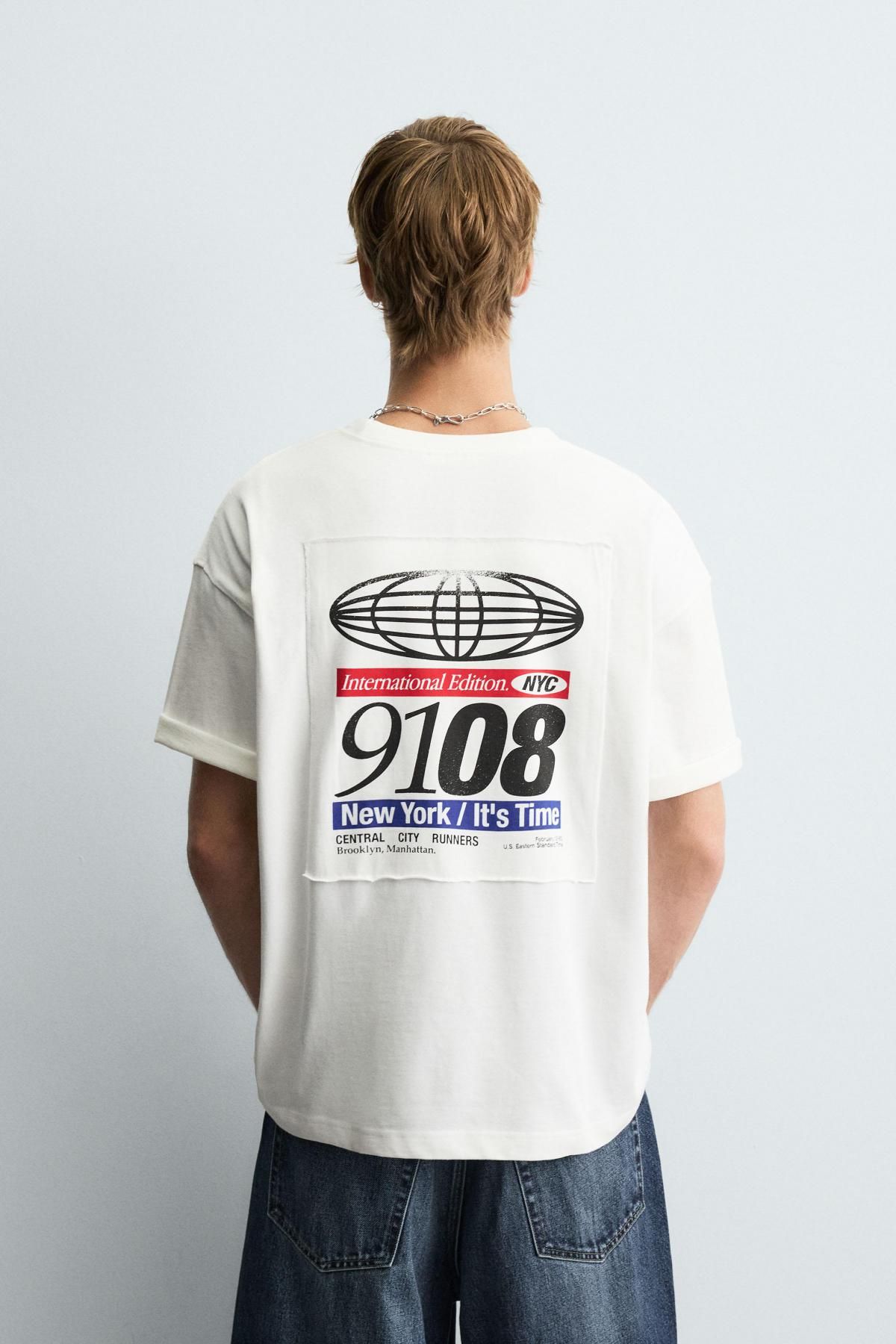 자라 스트리트 레터링 패치 반팔 티셔츠 1165/311 OYSTER-WHITE - 상세 이미지 4