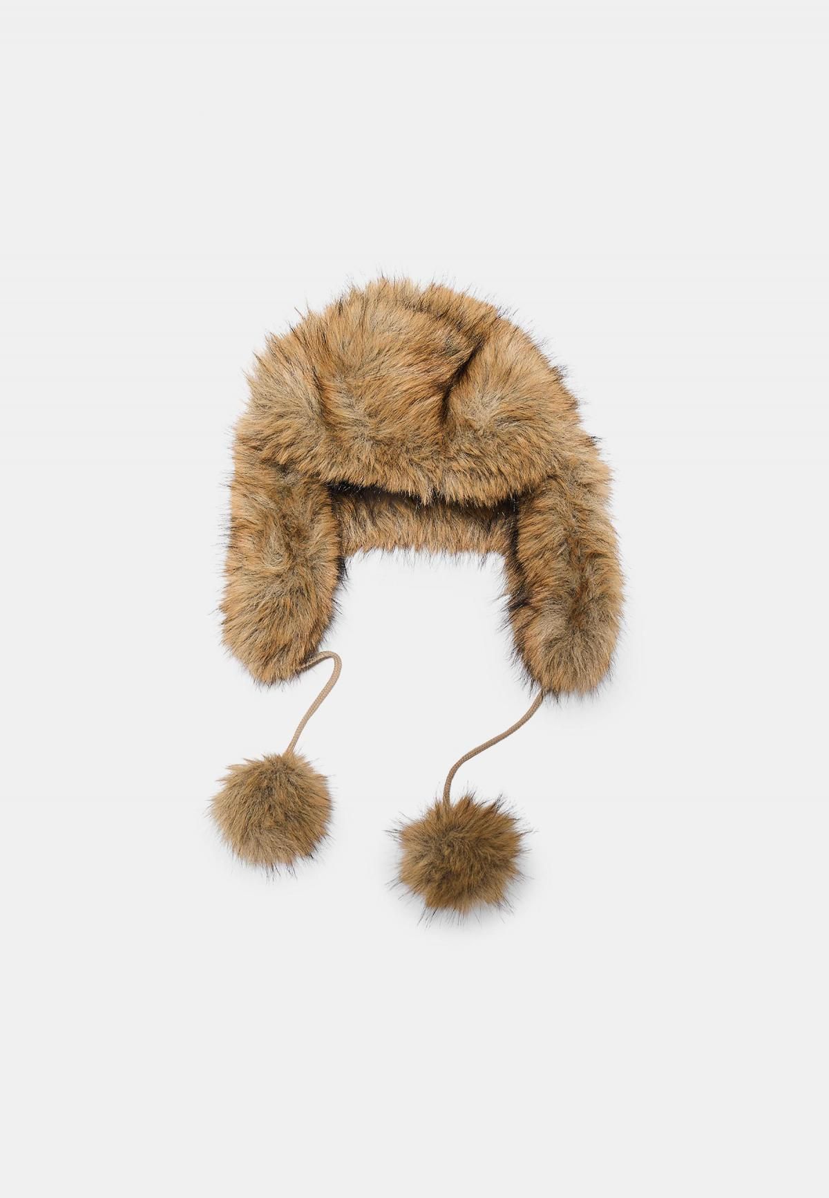 스트라디바리우스 페이크 퍼 폼폼 트래퍼햇 3841/903 BEIGE - 메인 이미지