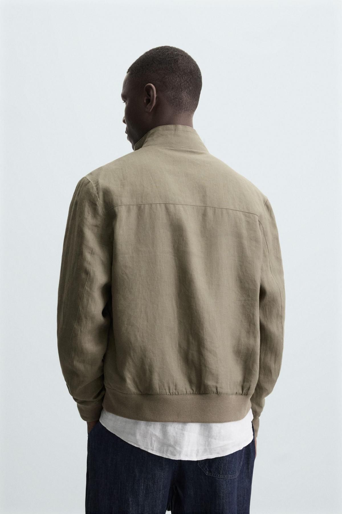 자라 린넨 테크니컬 봄버 재킷 4410/007 LIGHT KHAKI - 상세 이미지 4