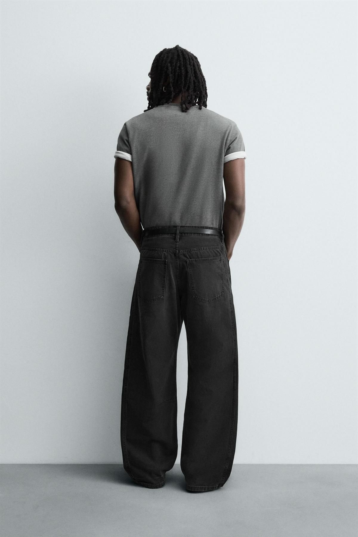 자라 트렌디 와이드핏 배기 블랙 데님 팬츠 9794/321 BLACK - 상세 이미지 4
