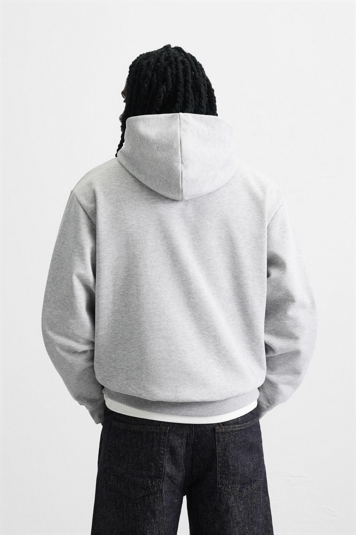 자라 라이트그레이 베이직 후드 스웨트셔츠 0761/370 GREY MARL - 상세 이미지 4