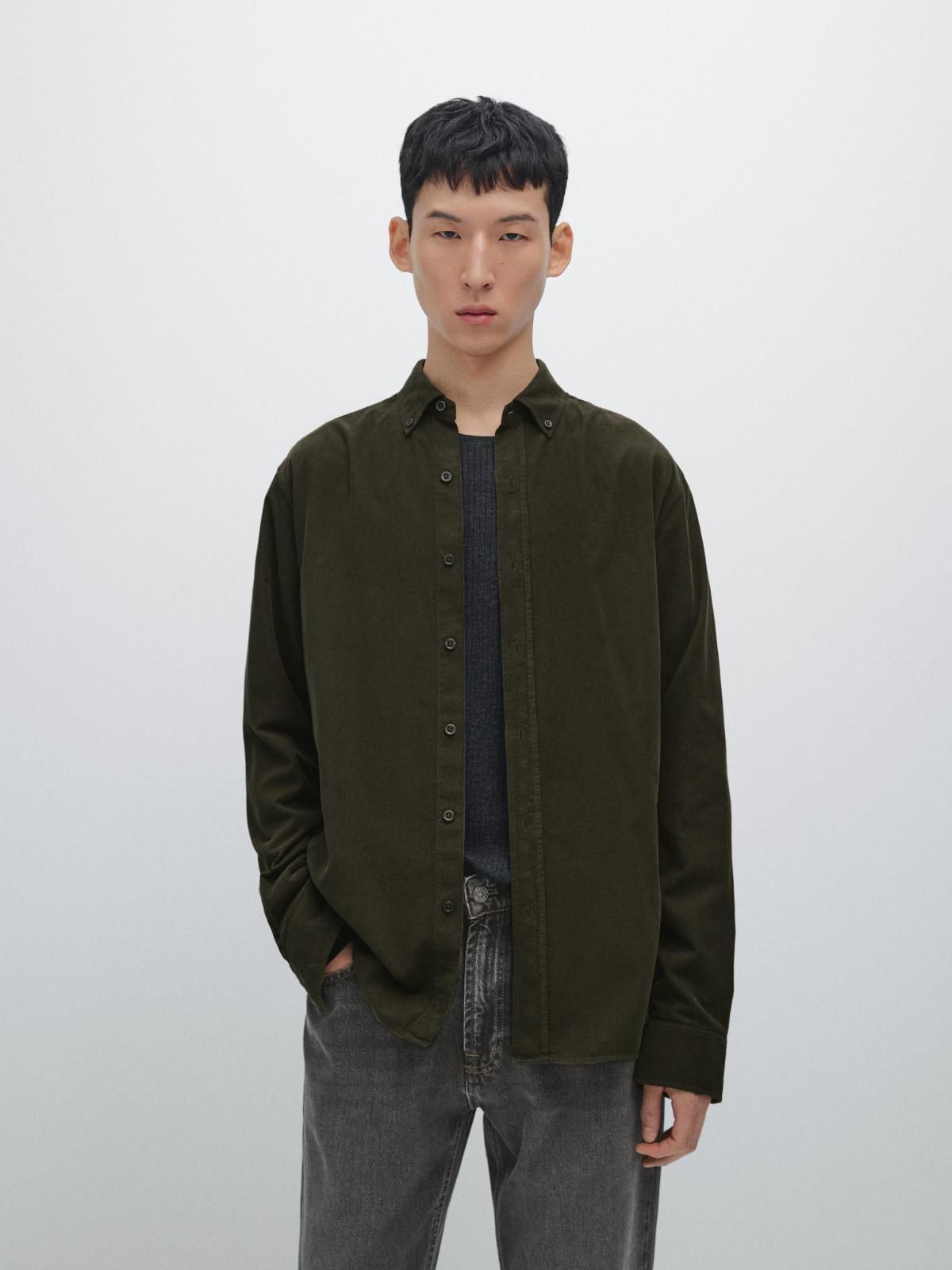 마시모두띠 베이직 코튼 니들코드 레귤러핏 긴팔 셔츠 1790/423 GREEN - 상세 이미지 3