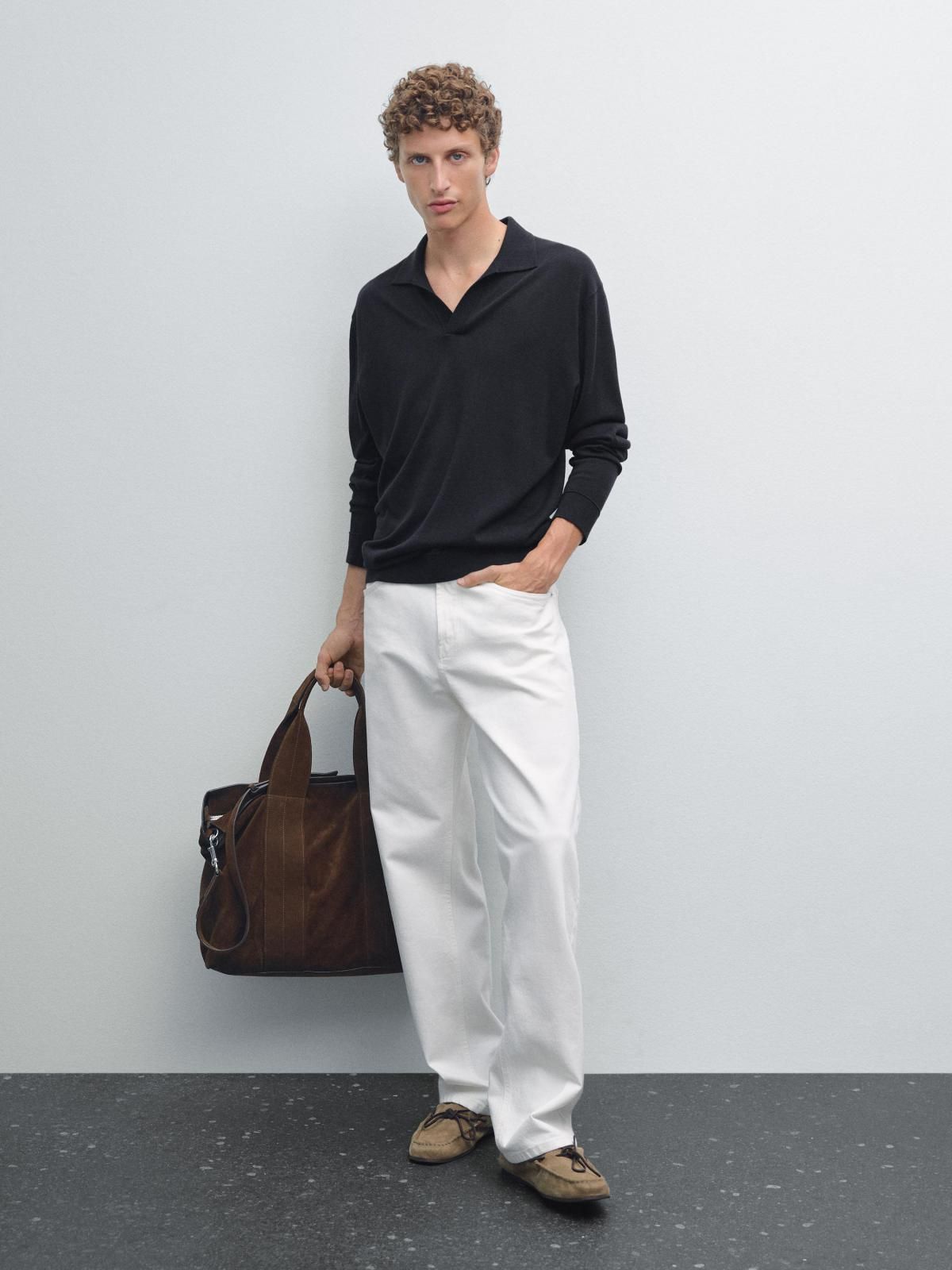 마시모두띠 코튼 블렌드 폴로카라 니트 스웨터 0961/206 NAVY BLUE - 상세 이미지 2