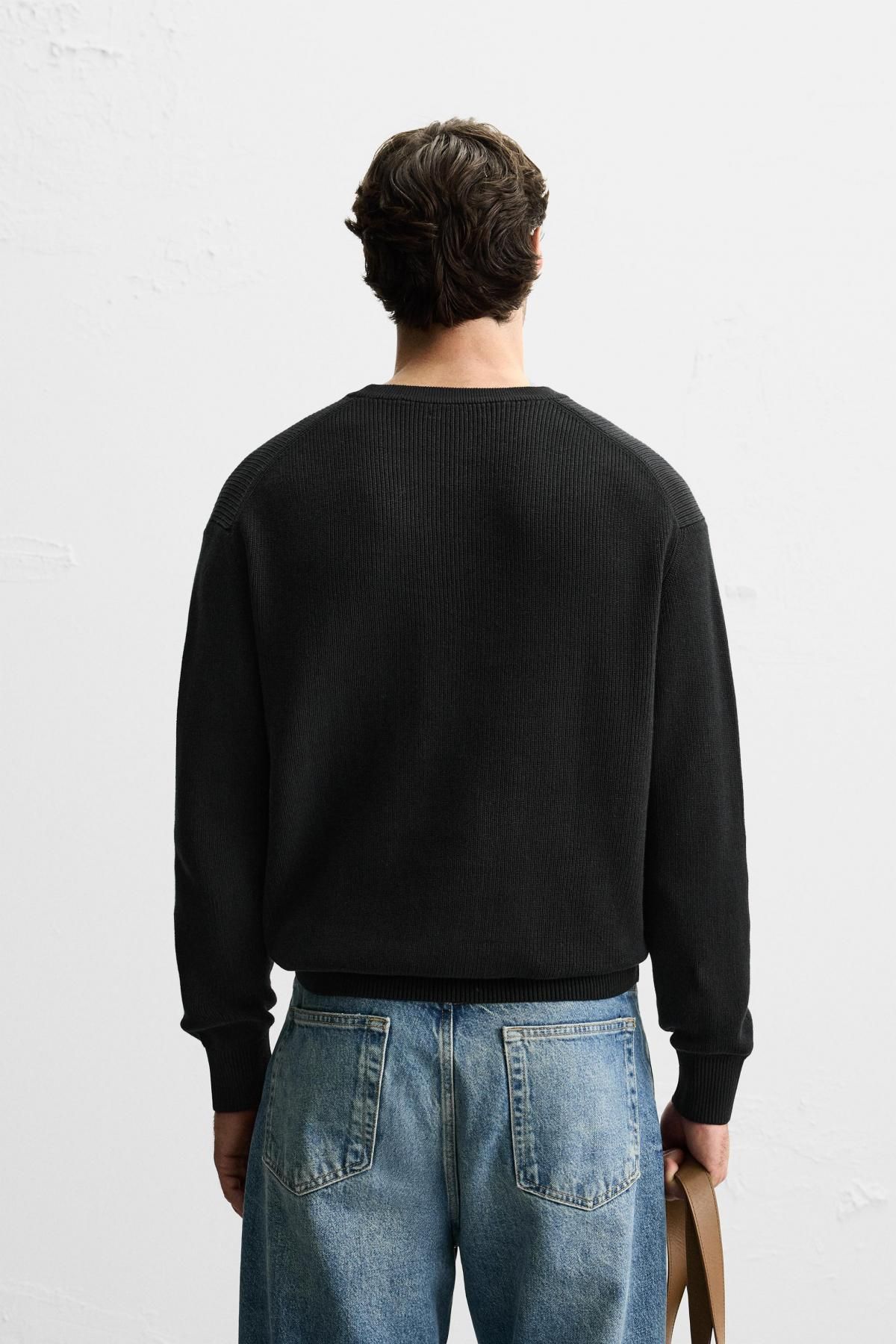 자라 라운드 펄니트 스웨터 3284/331 BLACK - 상세 이미지 4