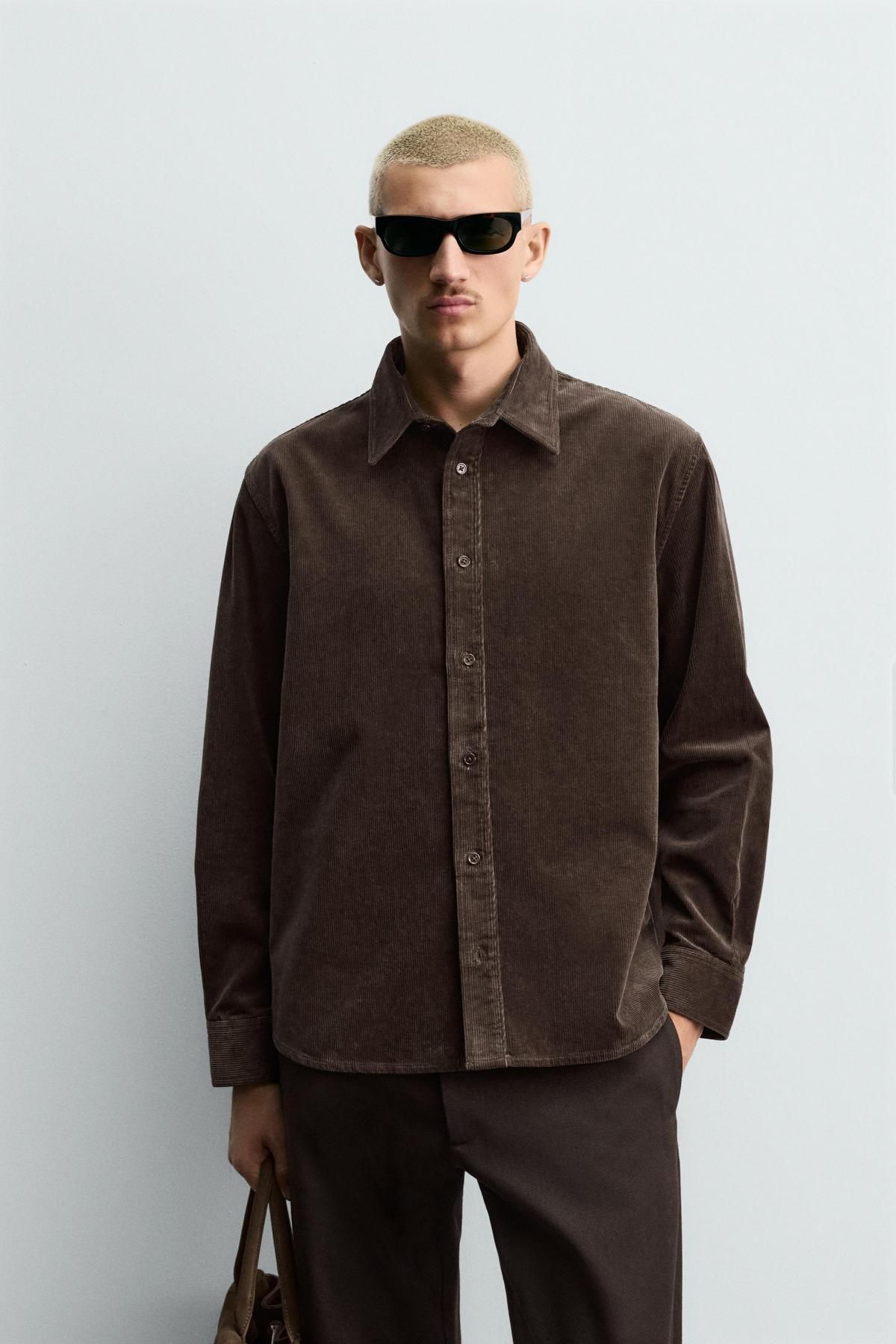 자라 코듀로이 릴렉스핏 긴팔 셔츠 3692/301 BROWN - 상세 이미지 3