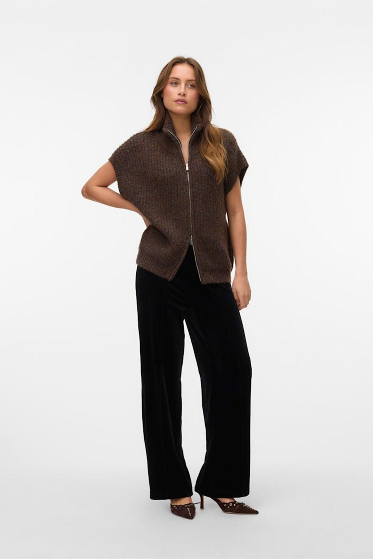 베로모다 벨벳 하이웨이스트 와이드 밴딩 팬츠 3722161 NEGRO - 상세 이미지 2