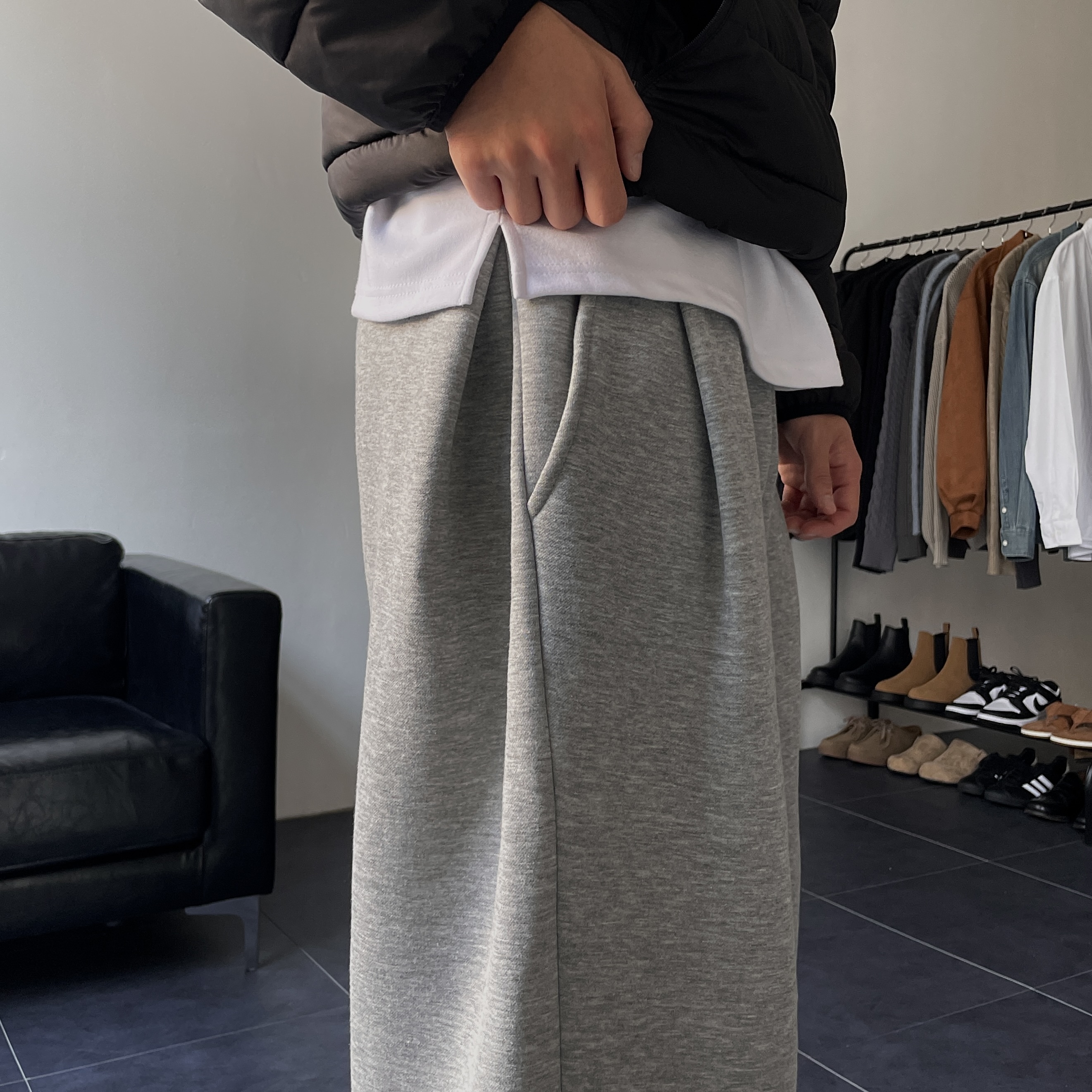 남성기모밴딩바지 스웻팬츠 남자와이드팬츠 - 상세 이미지 2