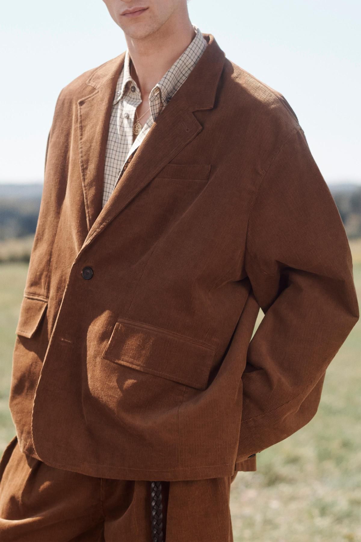 자라 한정판 코듀로이 와이드핏 블레이저 4088/700 BROWN - 상세 이미지 4