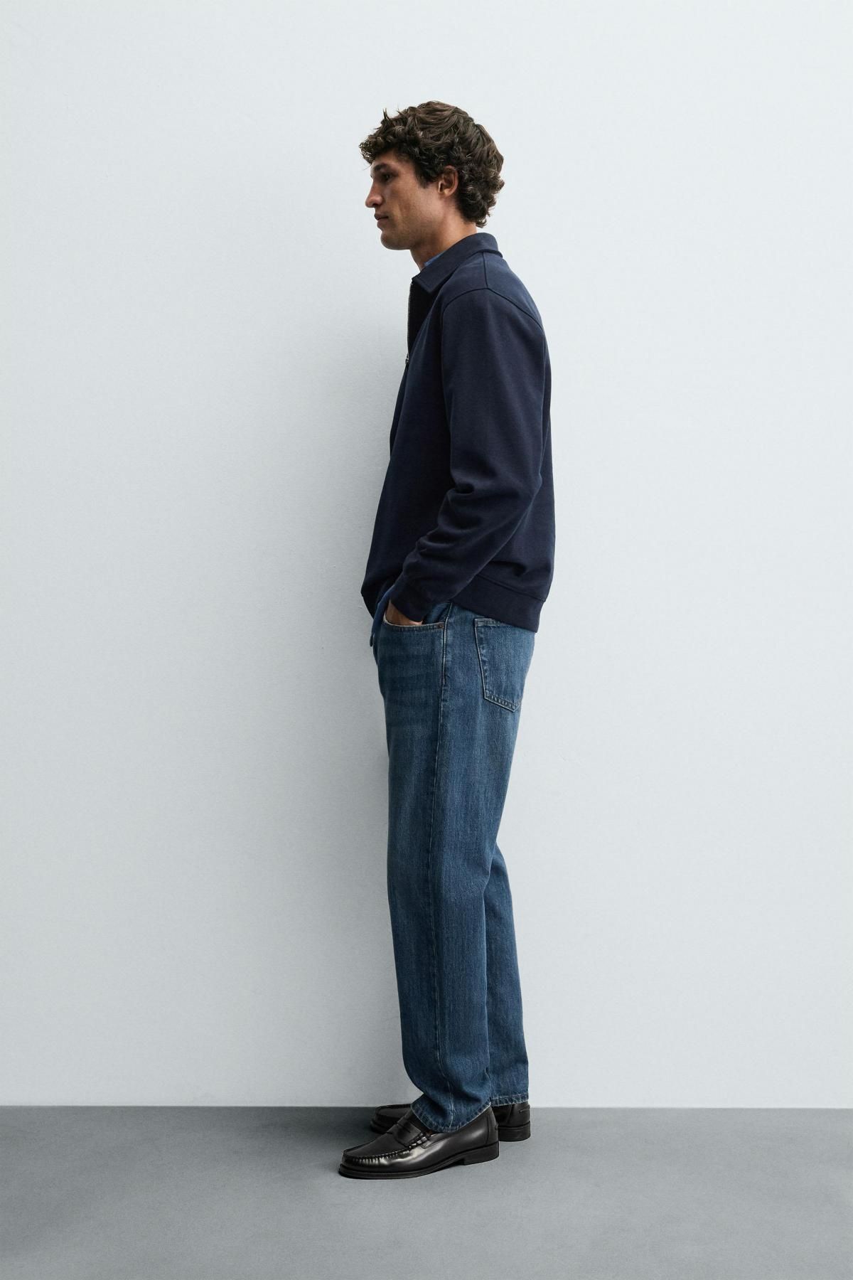 자라 테크니컬 인터록 하프집업 긴팔 폴로셔츠 4092/380 NAVY BLUE - 상세 이미지 5